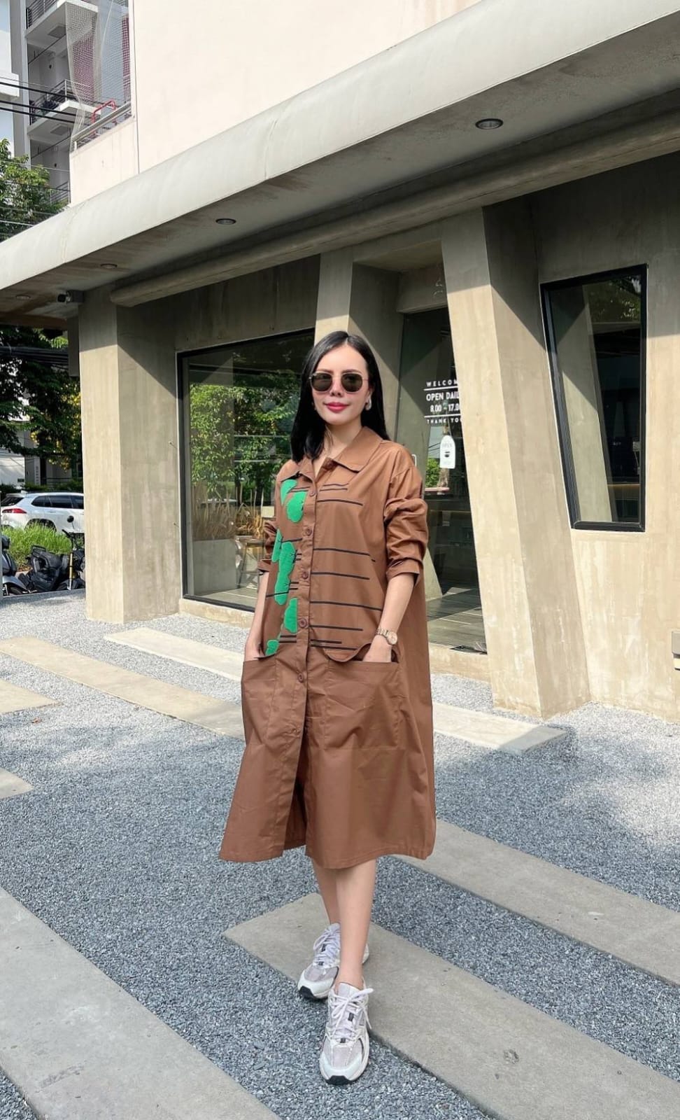 Brown Floral Strings Tunic Dress