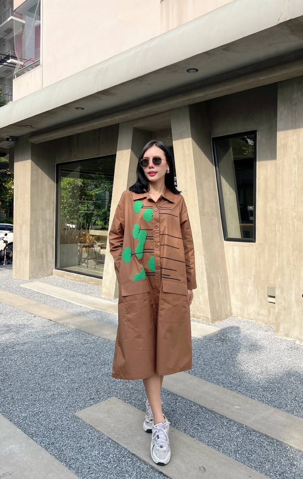 Brown Floral Strings Tunic Dress