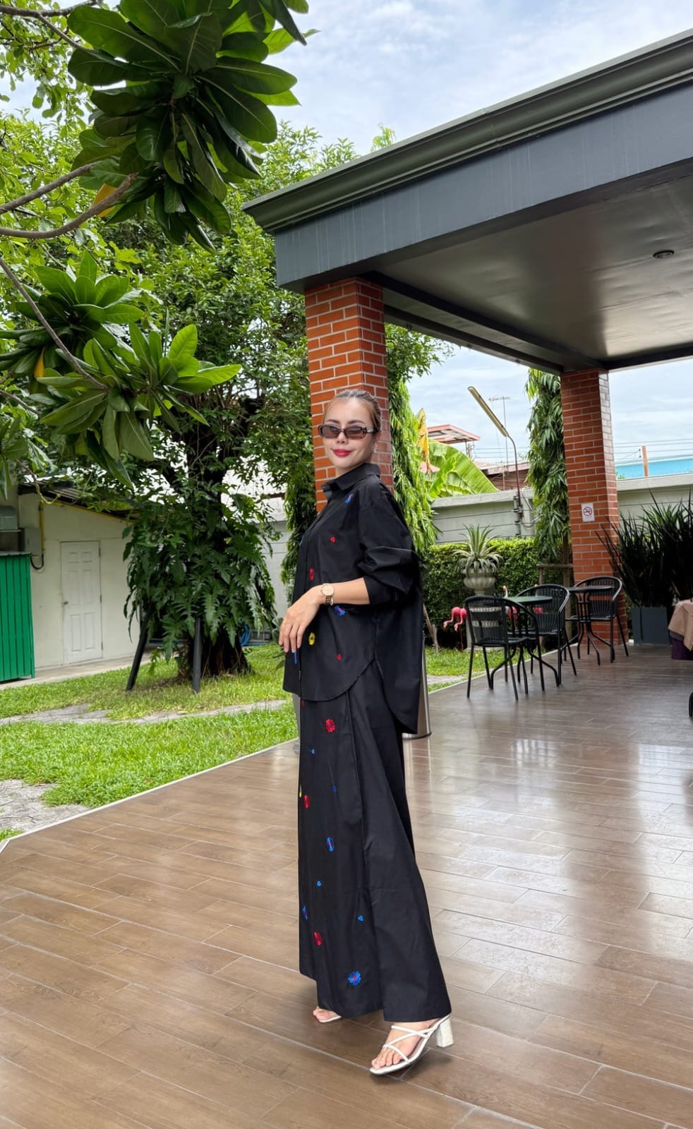 Charcoal Black Embroidered Organic Cotton Co-Ord Set