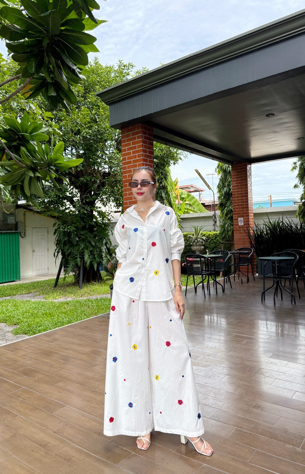 Crisp White Embroidered Organic Cotton Co-Ord Set
