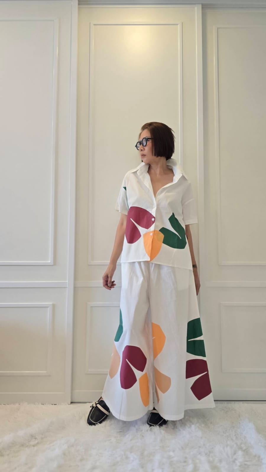 Marble White Abstract Printed Cotton Co-ord Set