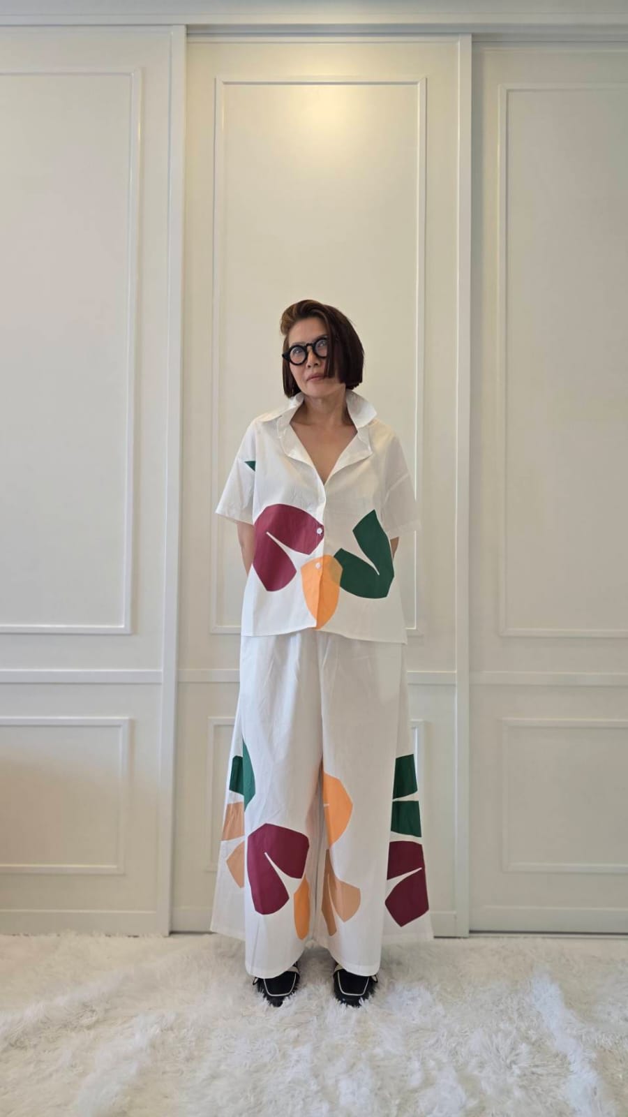 Marble White Abstract Printed Cotton Co-ord Set