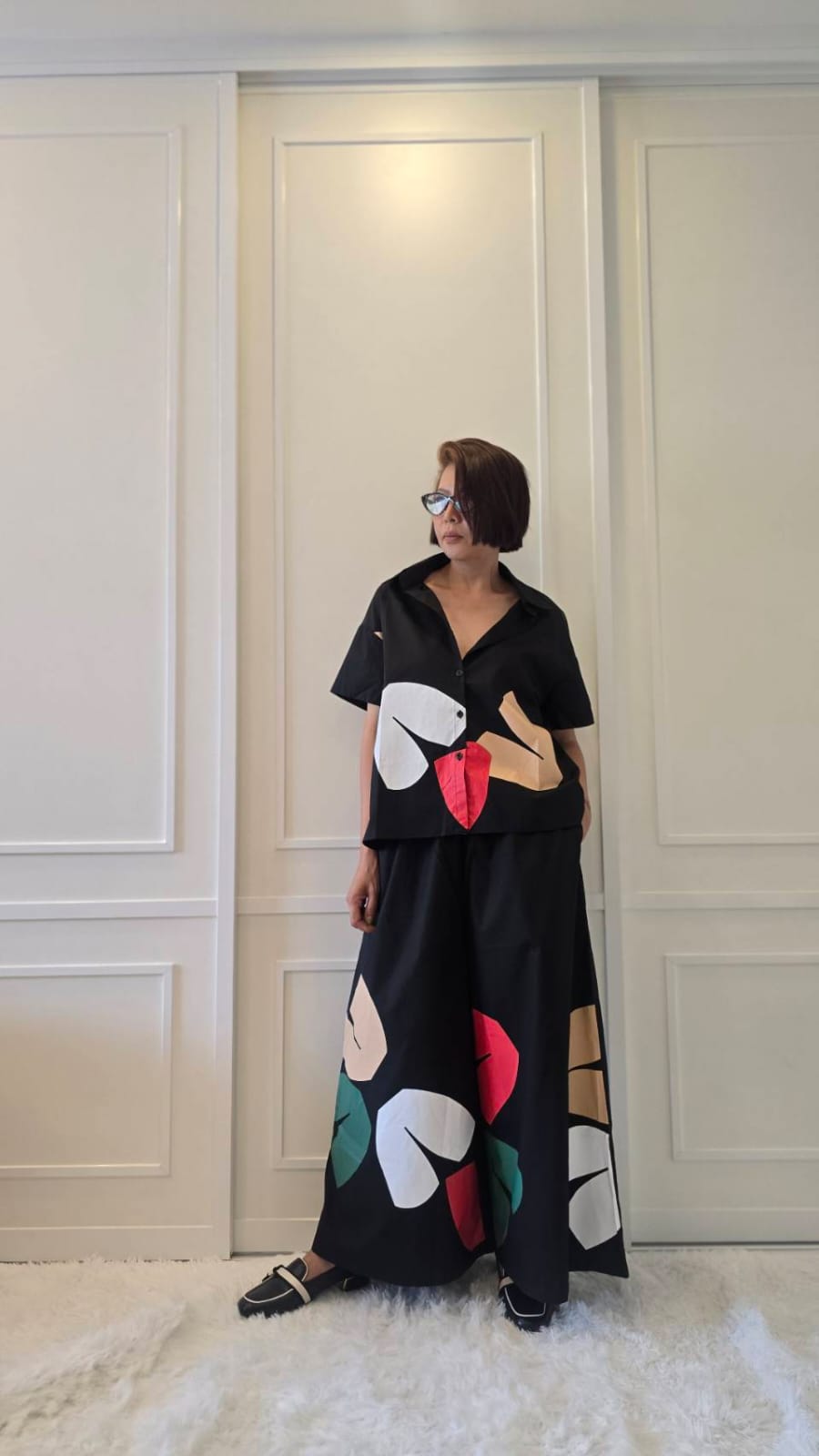 Classic Black Abstract Printed Cotton Co-ord Set