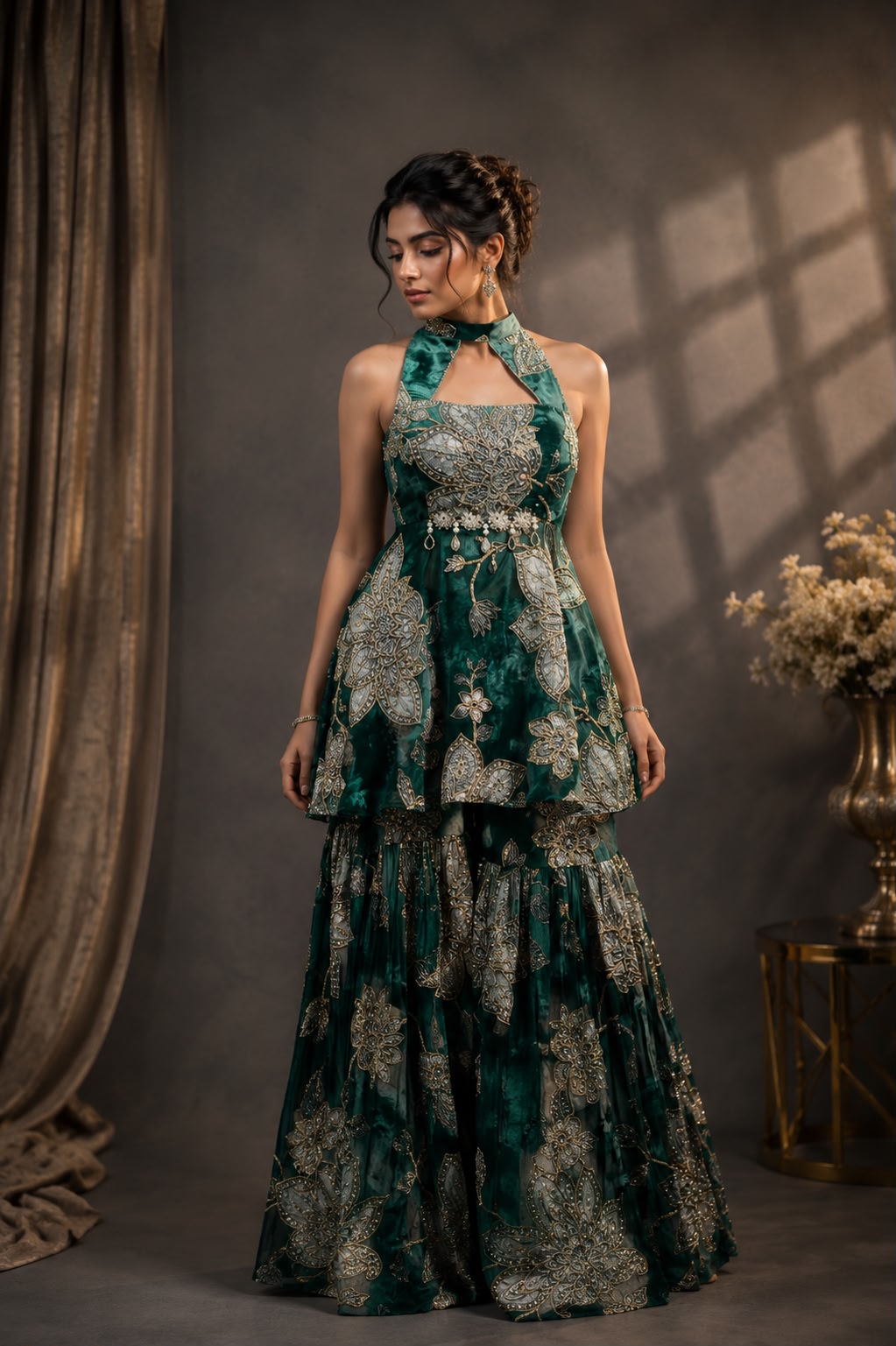 organza sharara dress Sunaina Bloom Sharara Set A dreamy premium organza sharara suit adorned  with delicate yellow floral detailing blooming all over the kurta, sharara,  and dupatta  light, elegant, and effortlessly festive. The airy