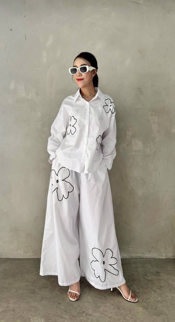 White Floral Embroidered Co-Ord Set