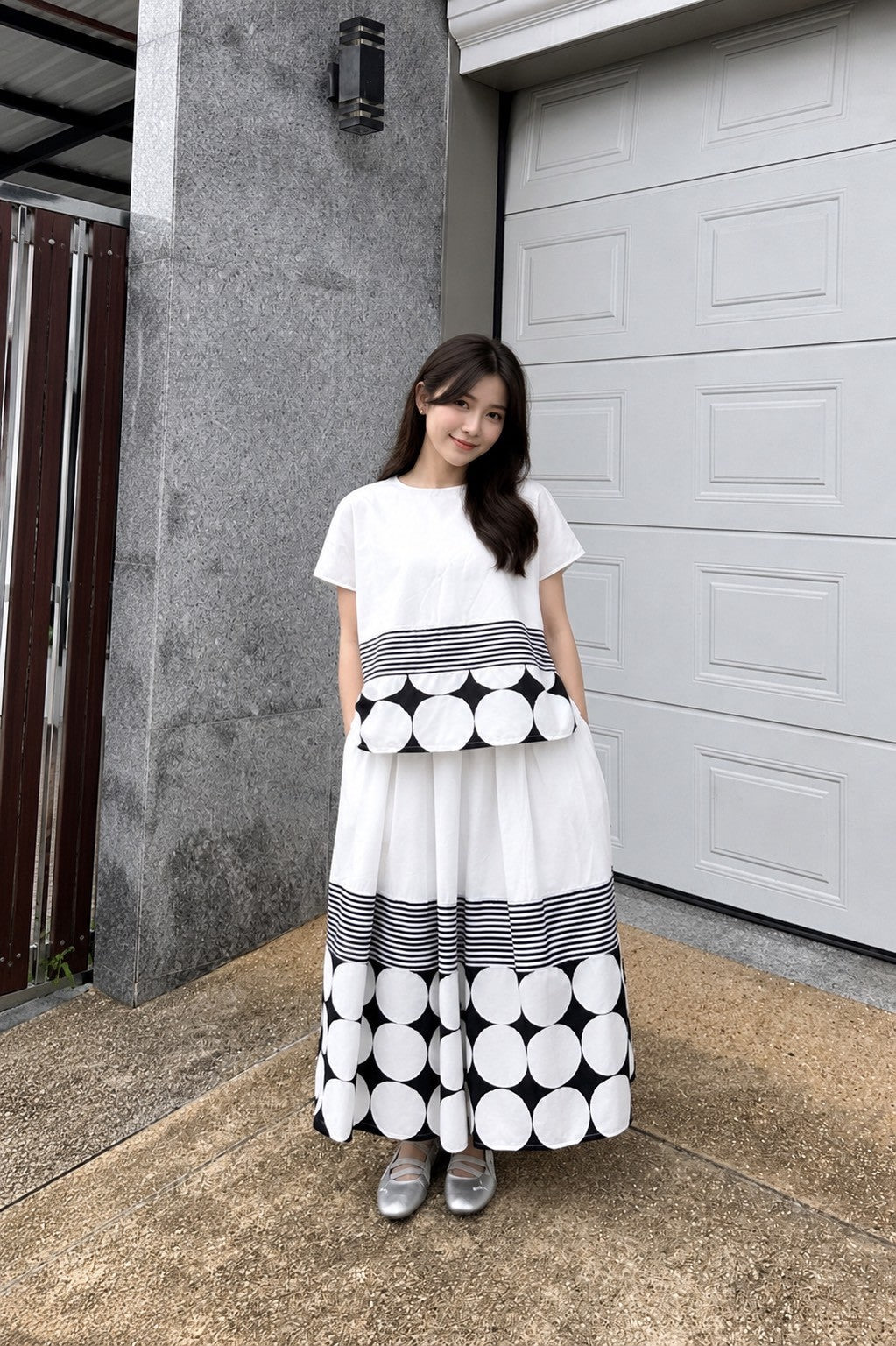 White Plastisol Print Cotton Co-Ord Set