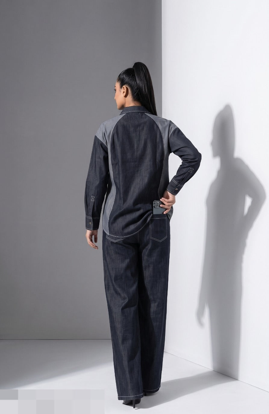 Obsidian Muse Paneled Denim Co-Ord Set