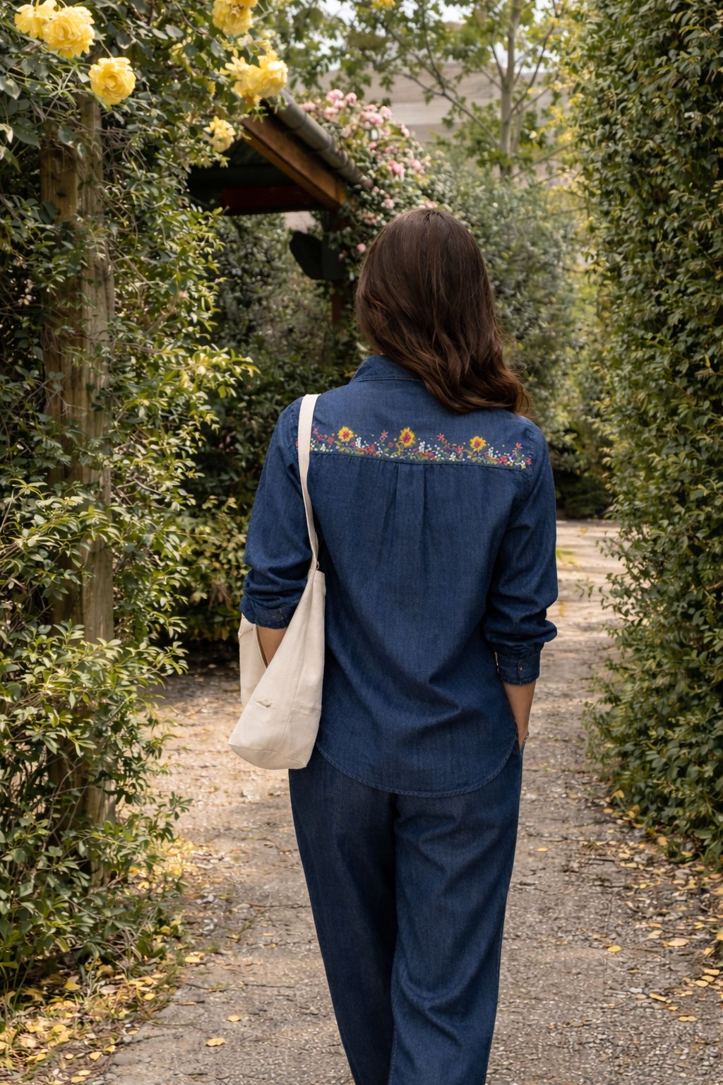 Meadow Bloom Embroidered Soft Denim Co-Ord Set