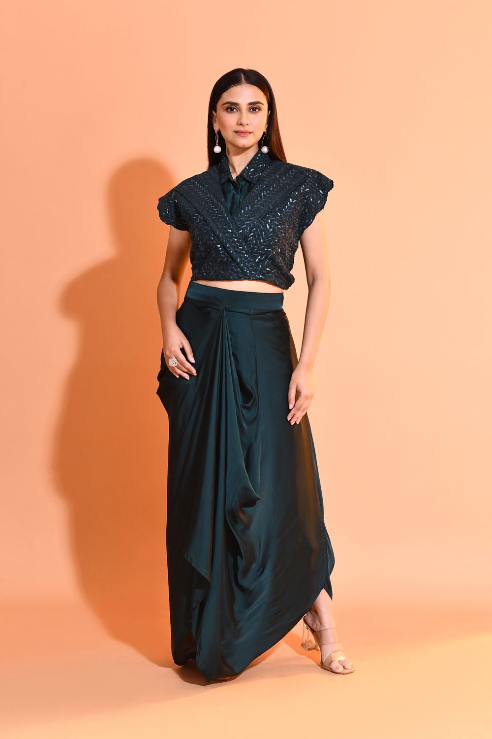 Emerald Embellished Premium Georgette Skirt Set