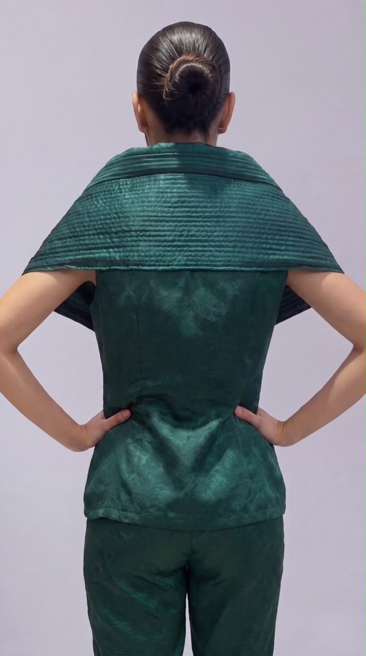 Emerald Green Embellished Premium Silk Co-Ord Set