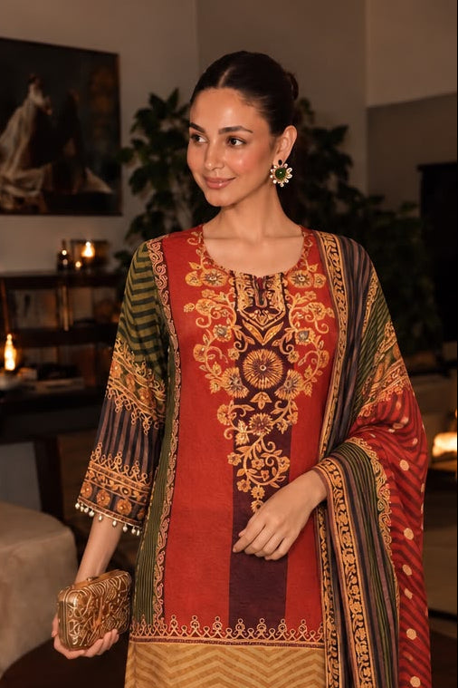 Vibrant Red Embellished Crepe Silk Palazzo Set