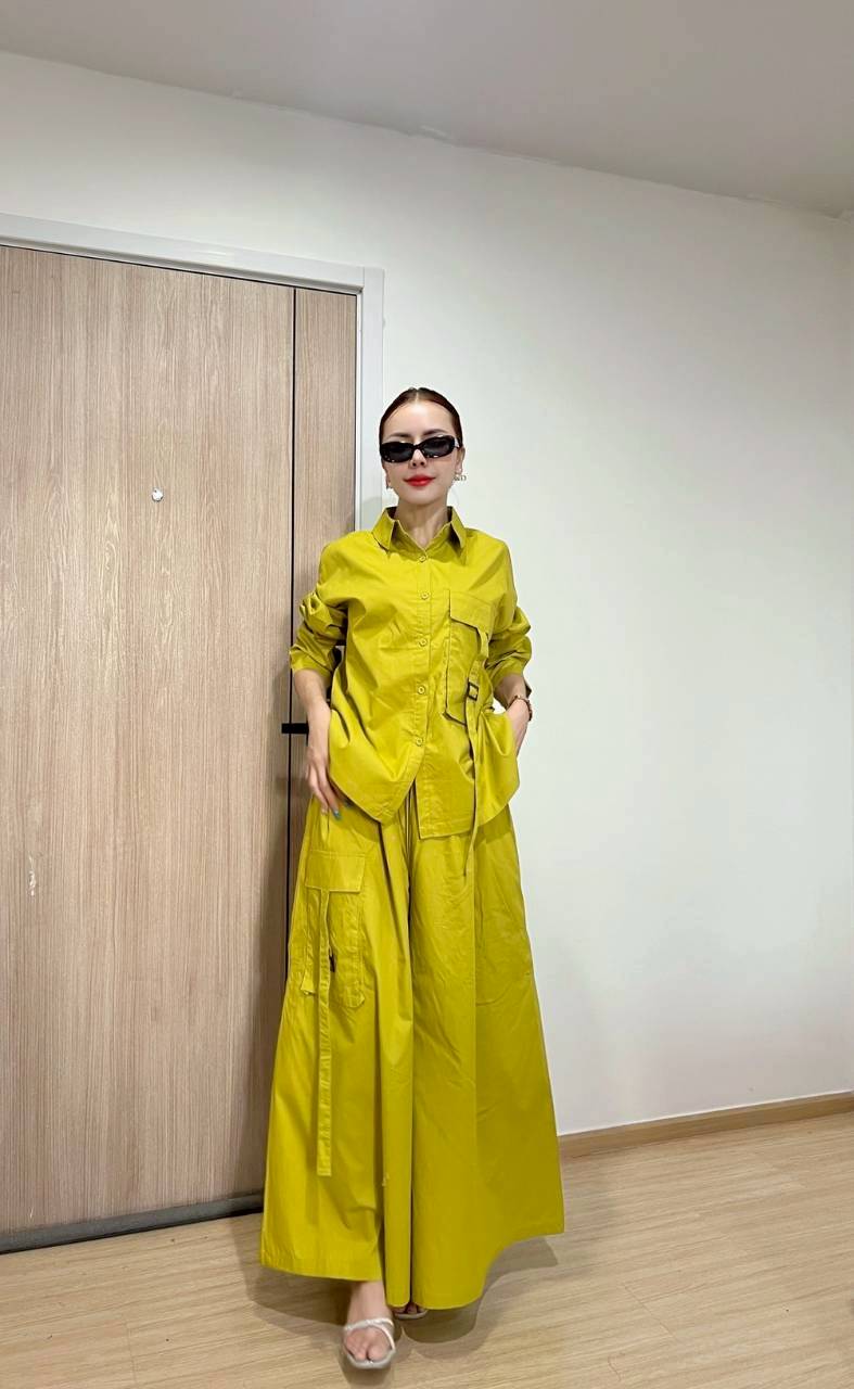 Chartreuse Green Cotton Co-Ord Set