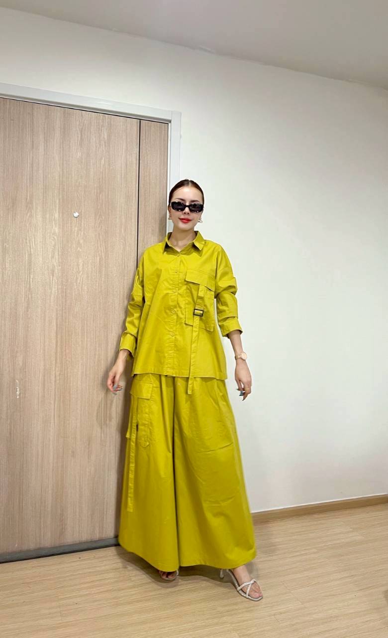 Chartreuse Green Cotton Co-Ord Set