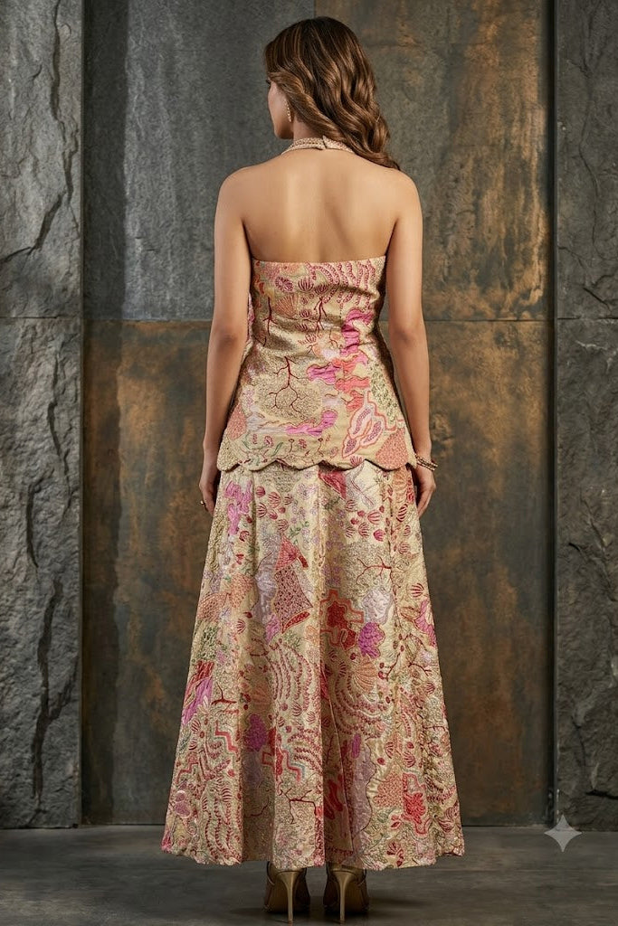 Sage Green Embellished Satin Silk Palazzo Set