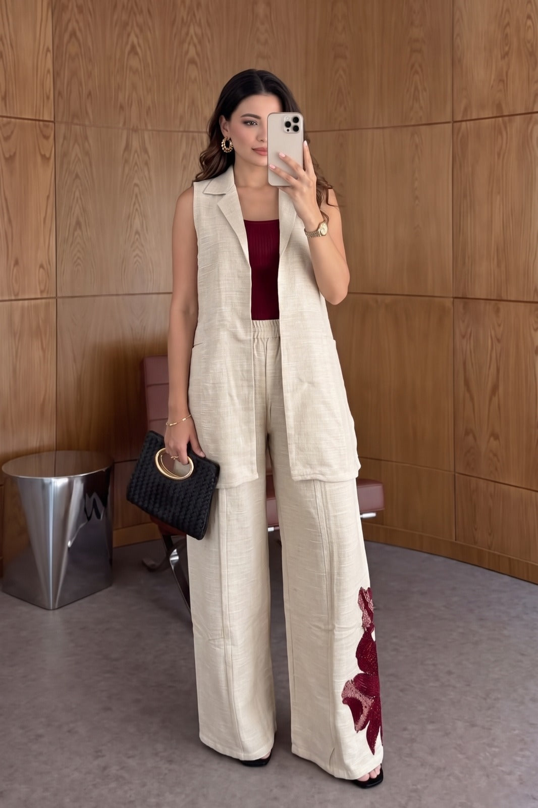 Natural Oatmeal Woven Cotton Tweed Co-Ord Set
