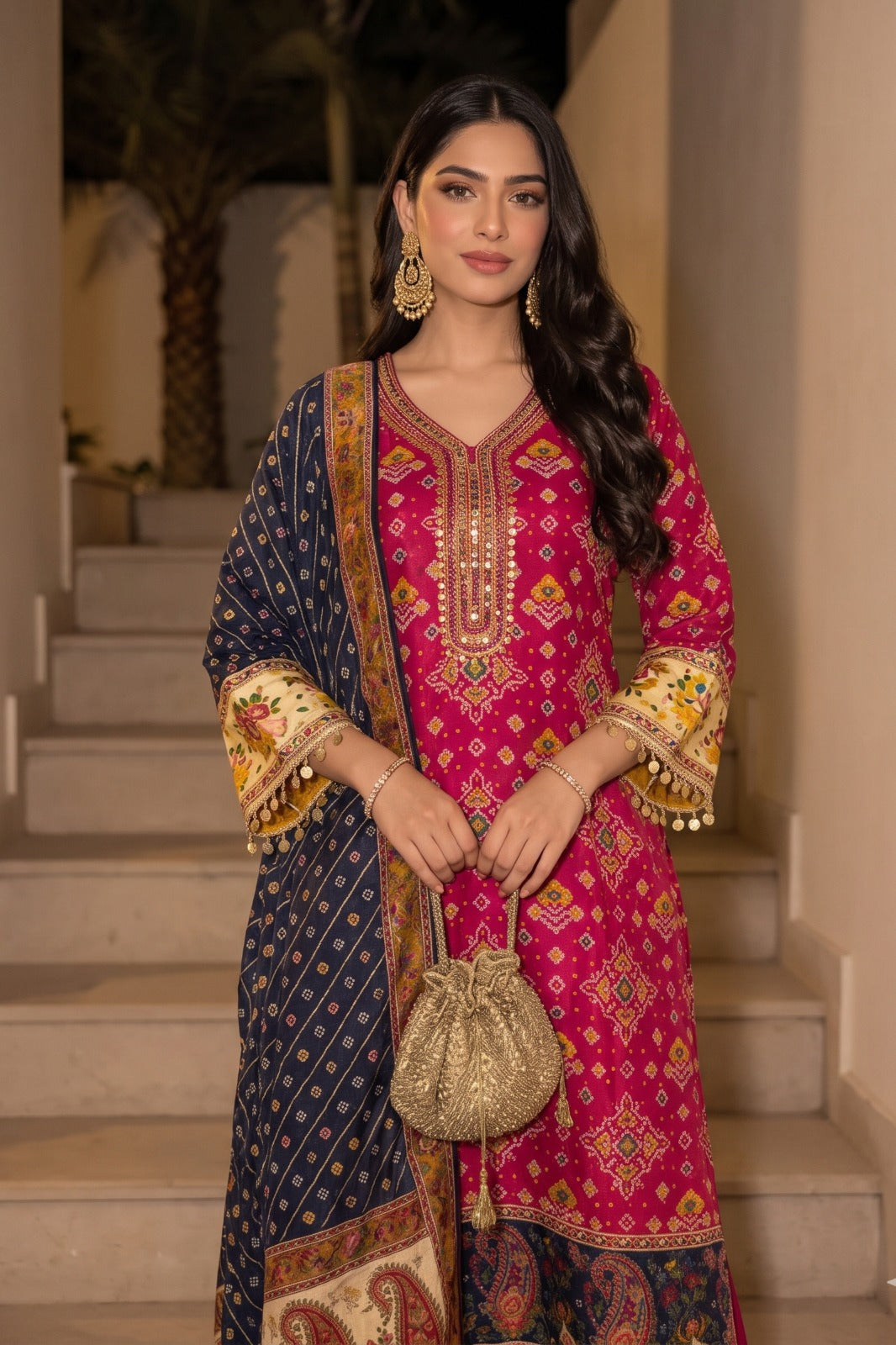 Rich Rani Embellished Premium Crepe Silk Pant Set