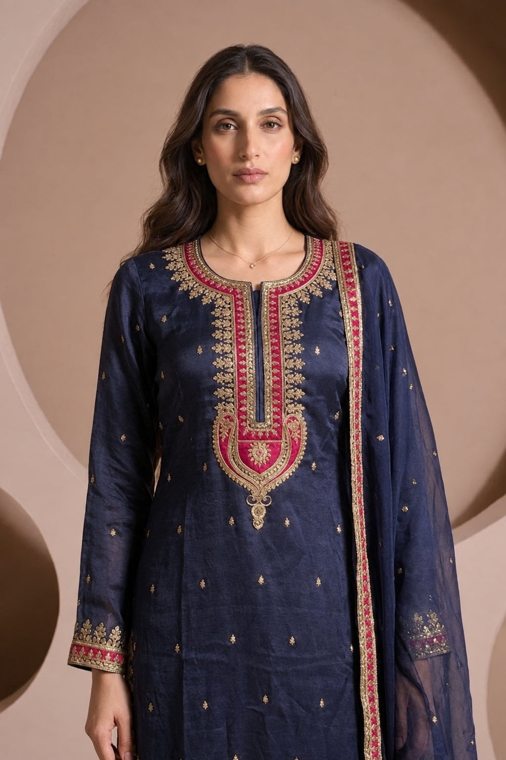 Dusty Grey Embellished Shimmer Silk Palazzo Set