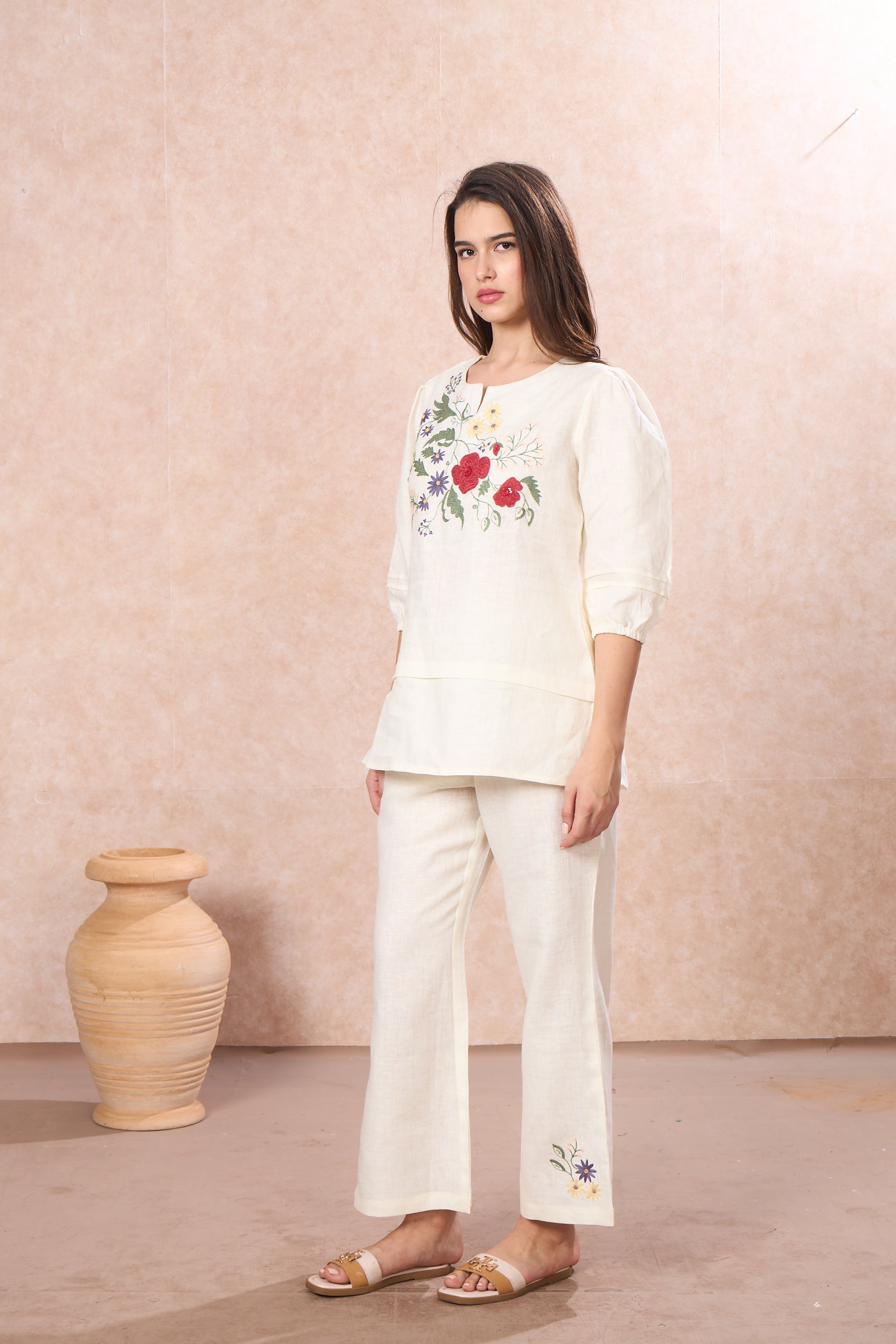 Ivory Garden Printed Linen Co-Ord Set