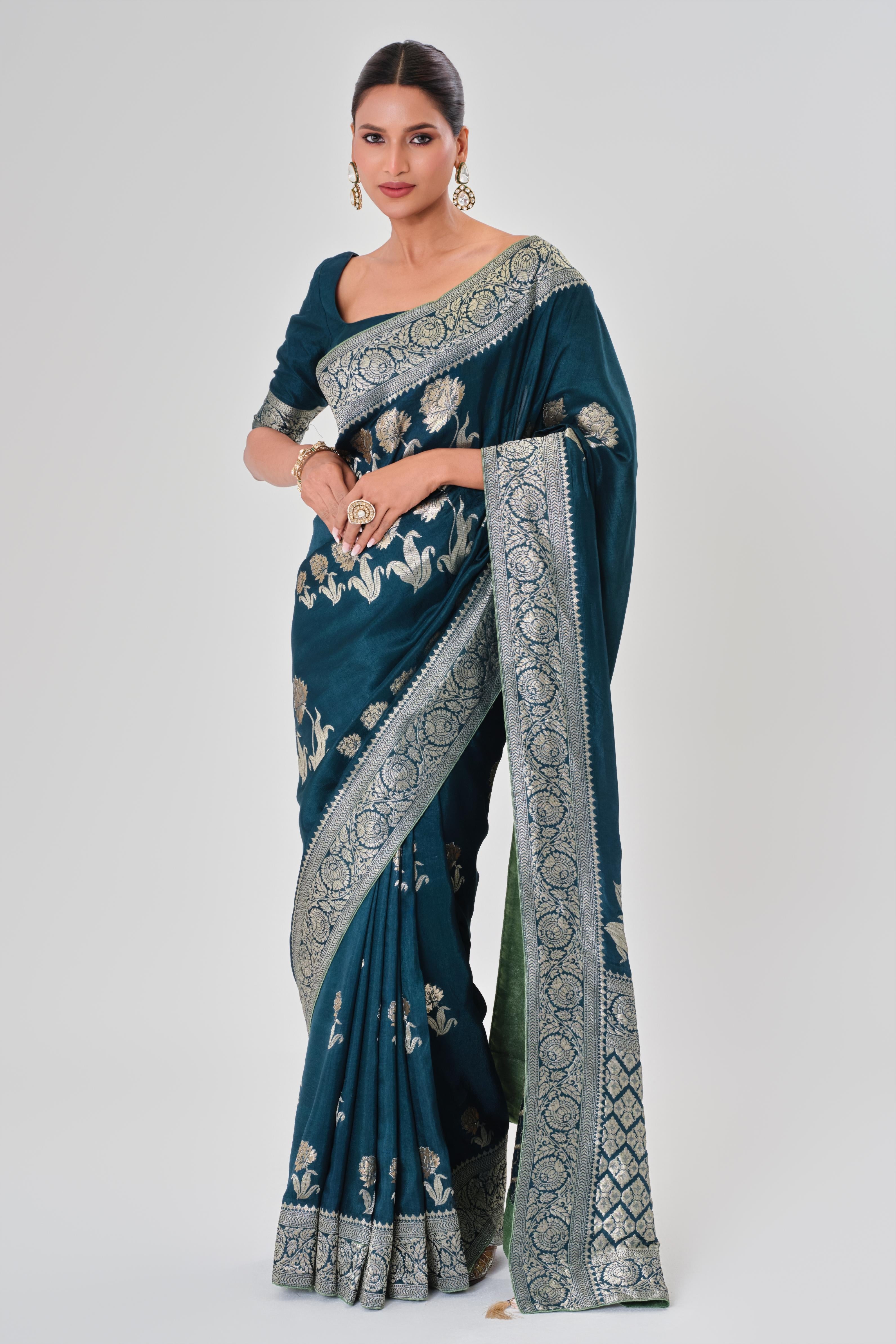 Blue Zari Woven Dola Silk Saree