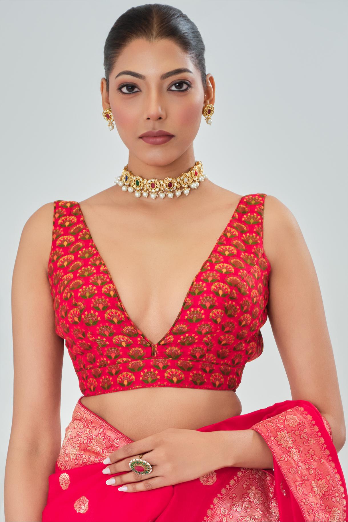 Red Woven Work Dola Silk Saree