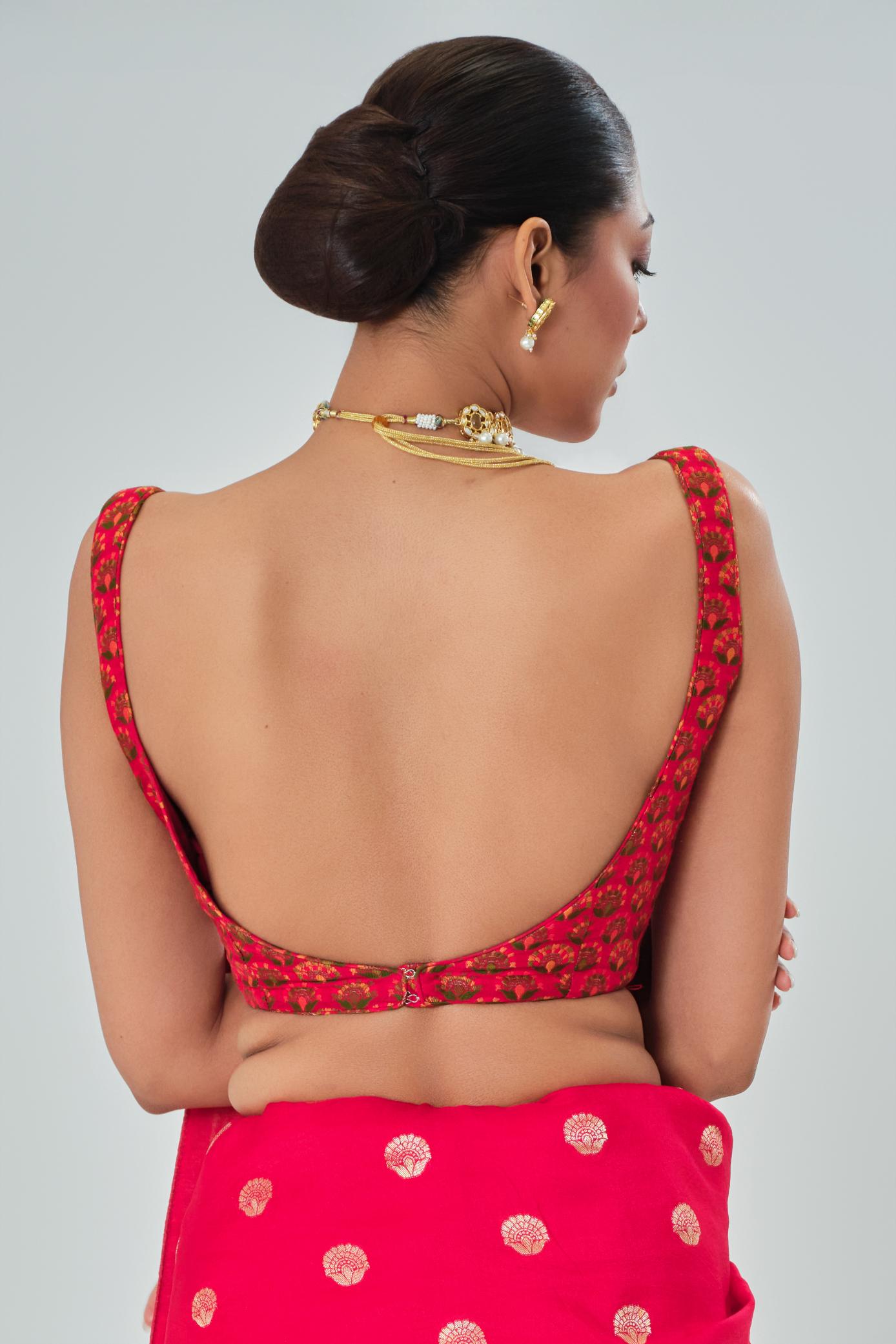 Red Woven Work Dola Silk Saree