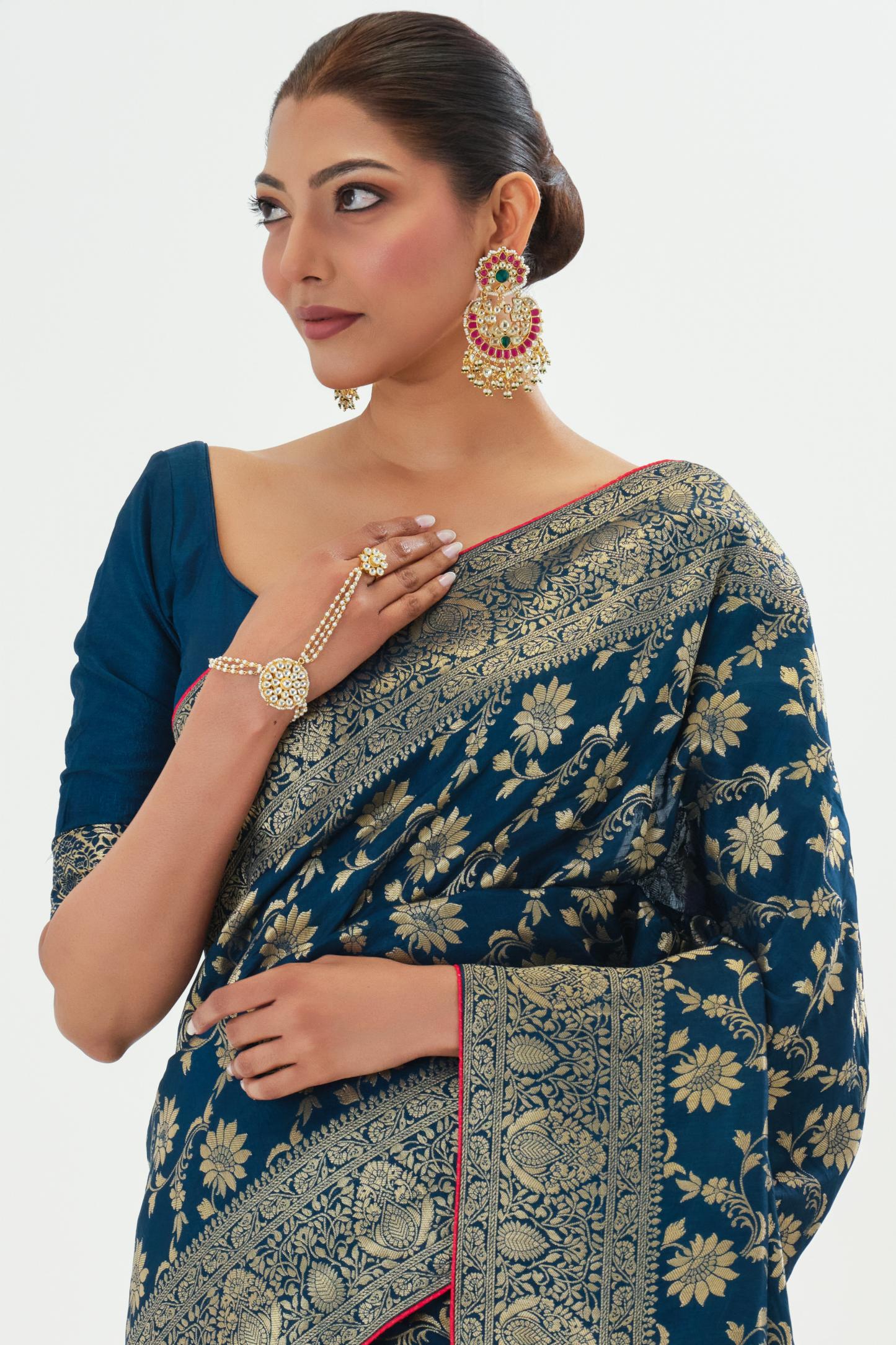 Blue Zari Woven Dola Silk Saree