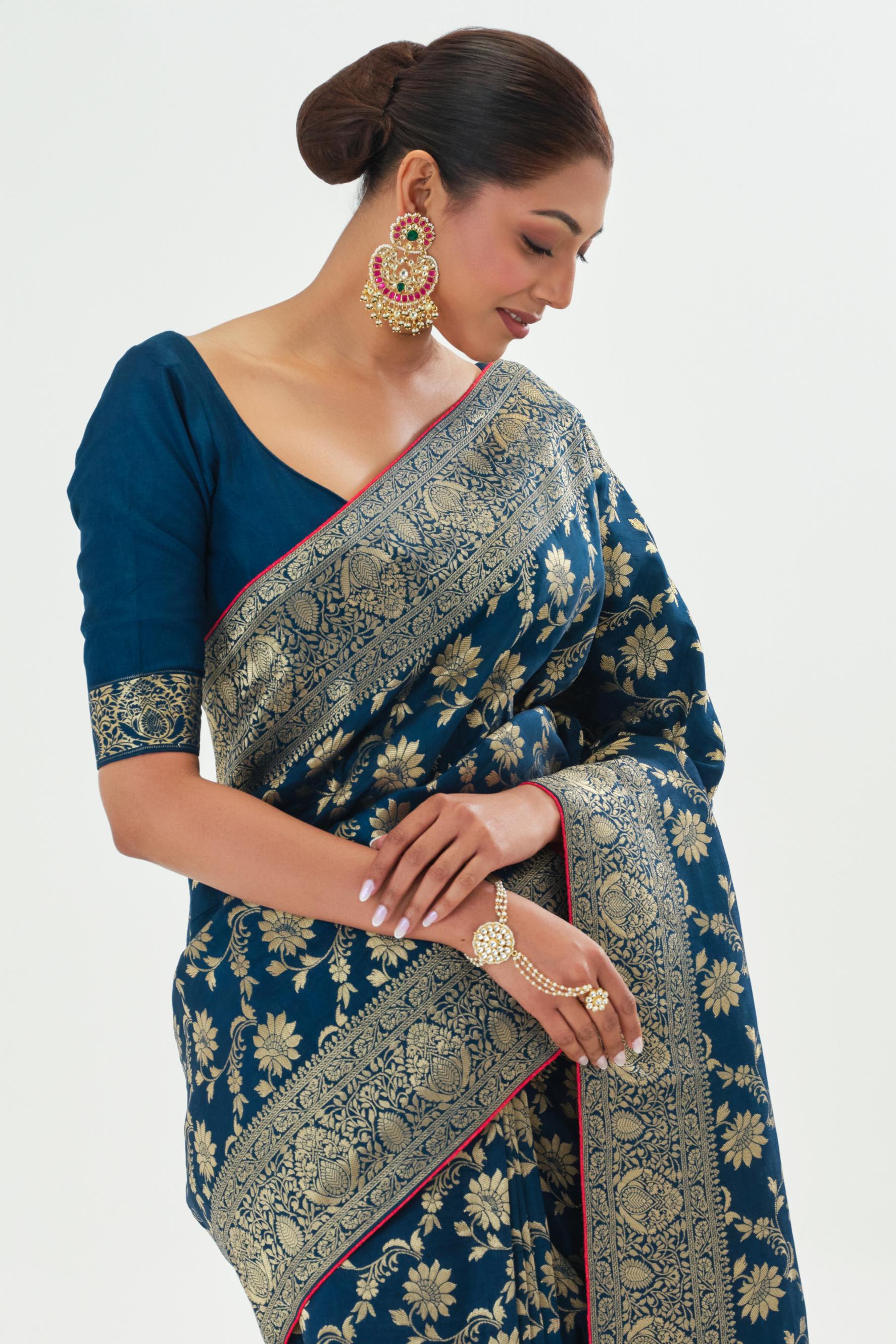 Blue Zari Woven Dola Silk Saree