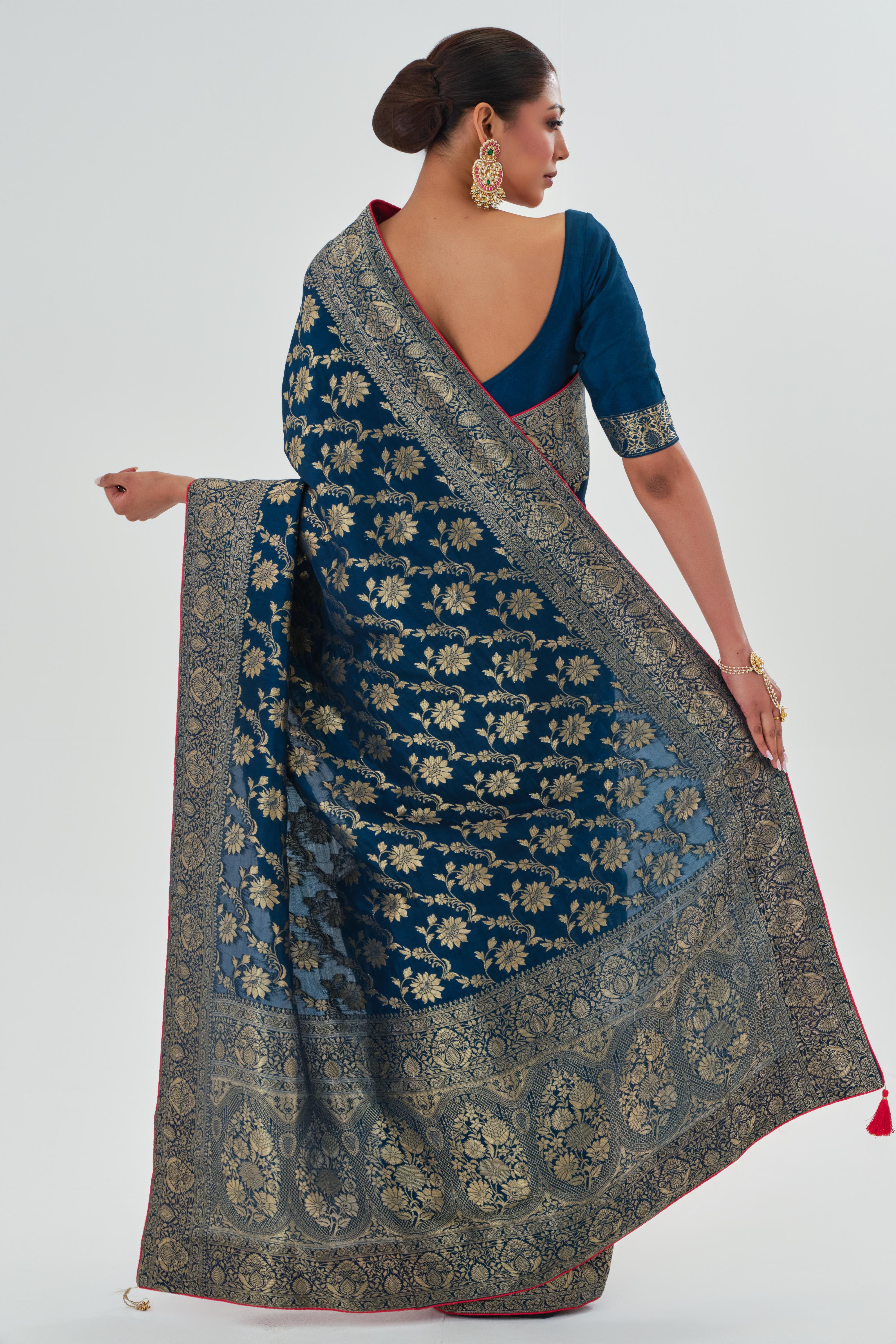 Blue Zari Woven Dola Silk Saree