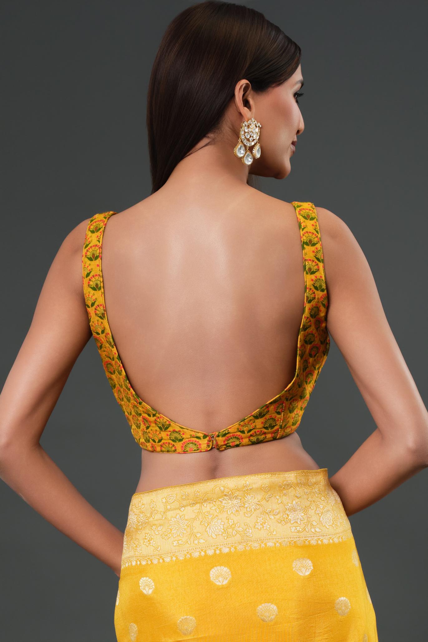 Yellow Woven Work Dola Silk Saree