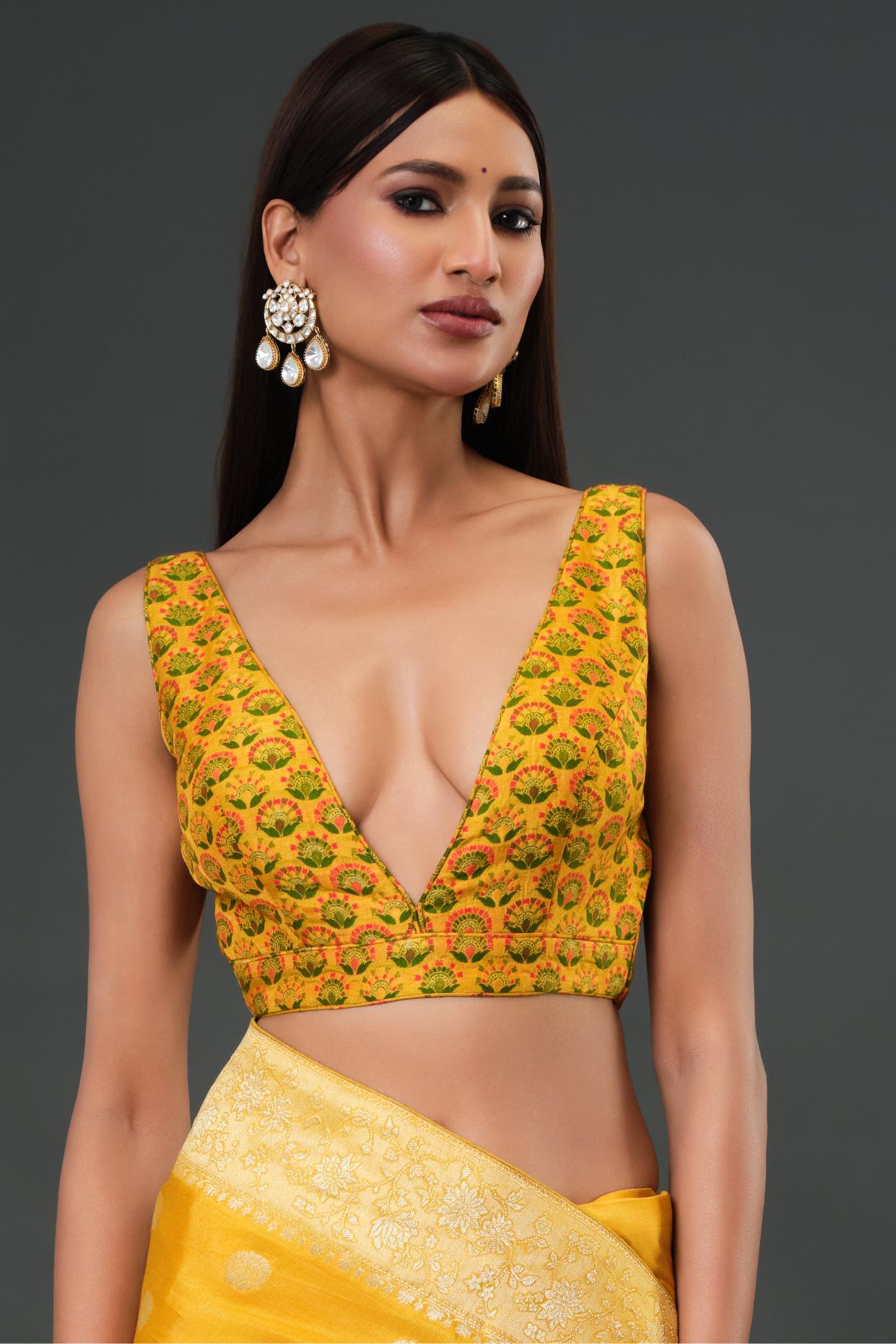 Yellow Woven Work Dola Silk Saree