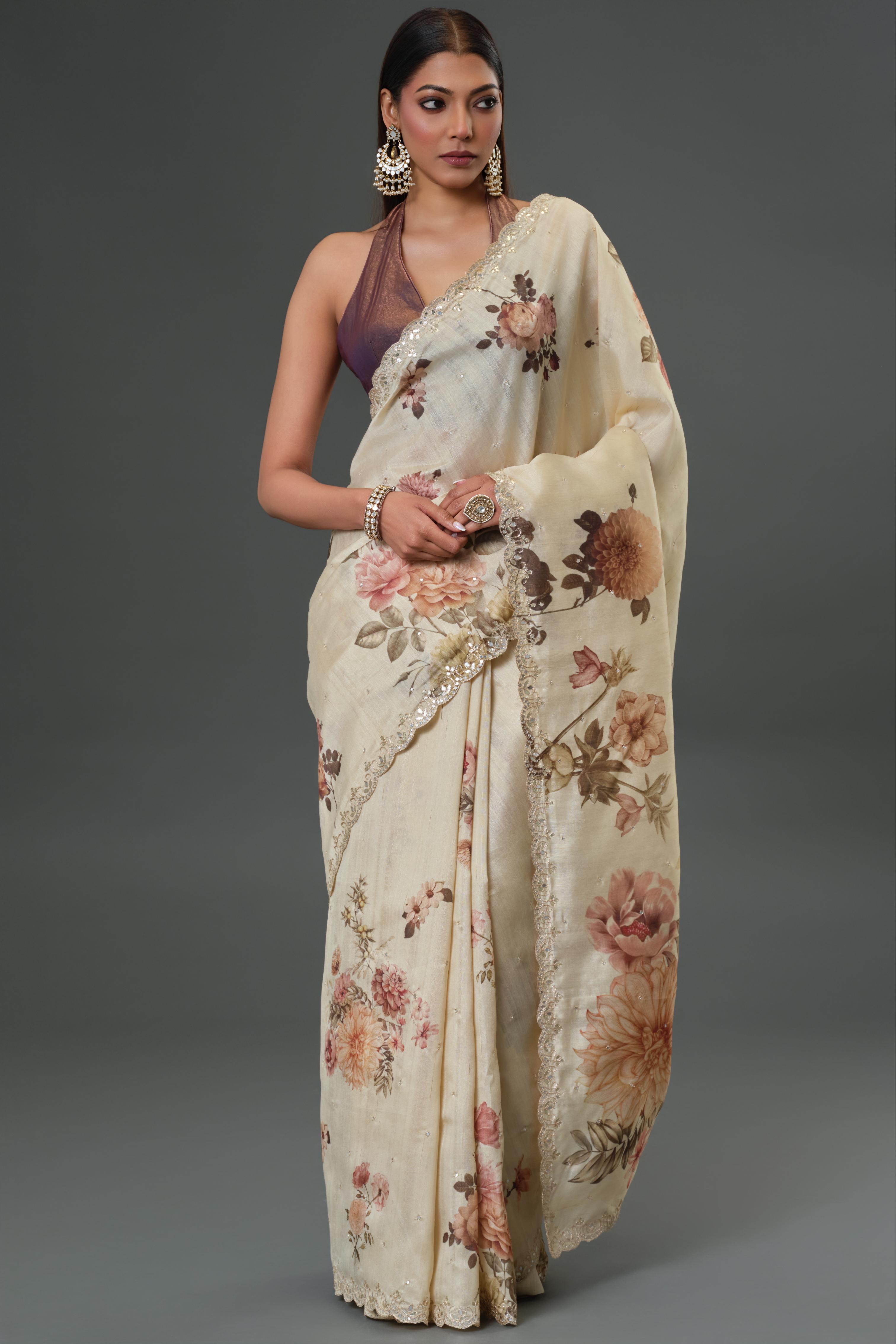Classy Ivory Tussar Silk Saree