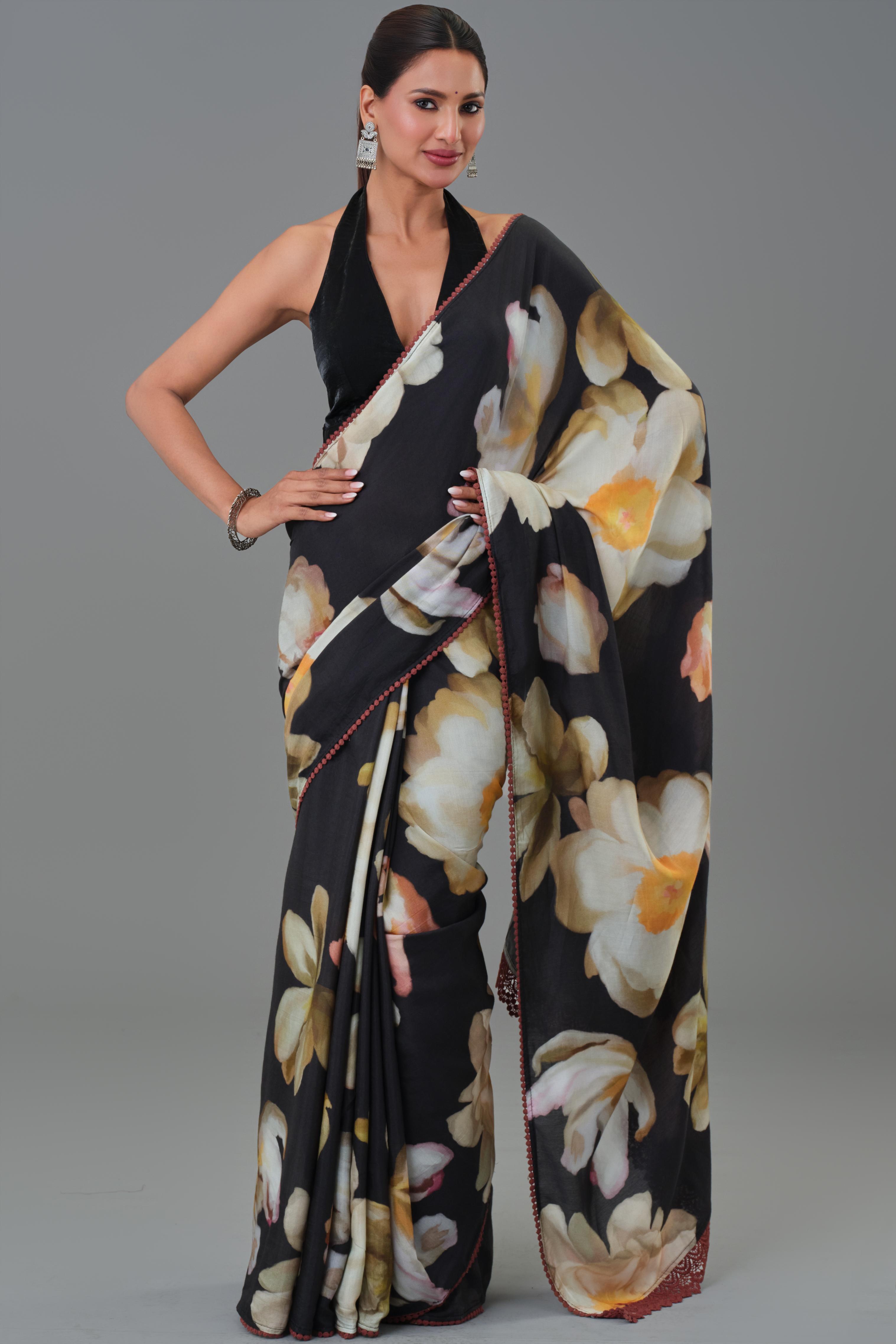 Jasmine Black Muslin Silk Saree