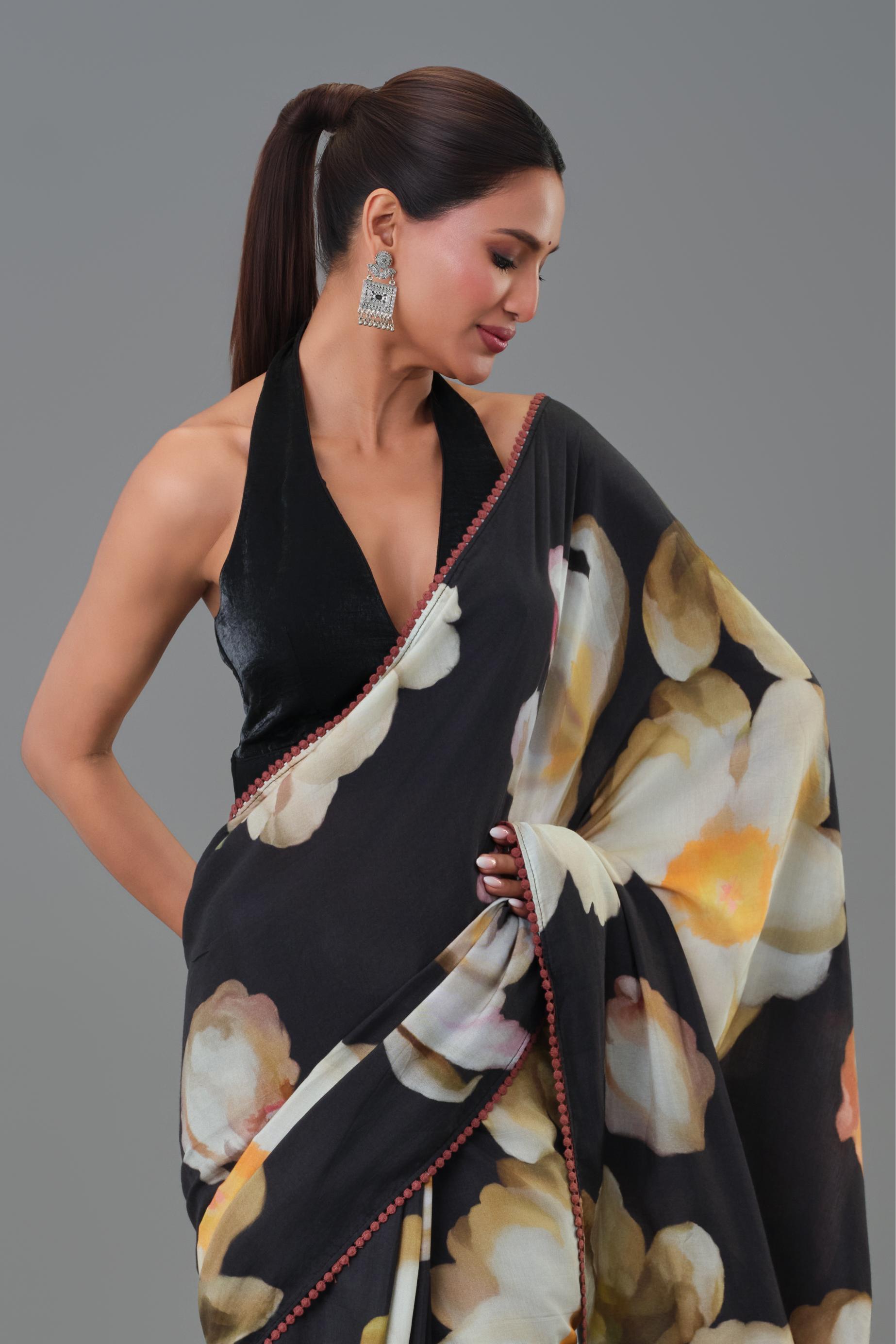 Jasmine Black Muslin Silk Saree