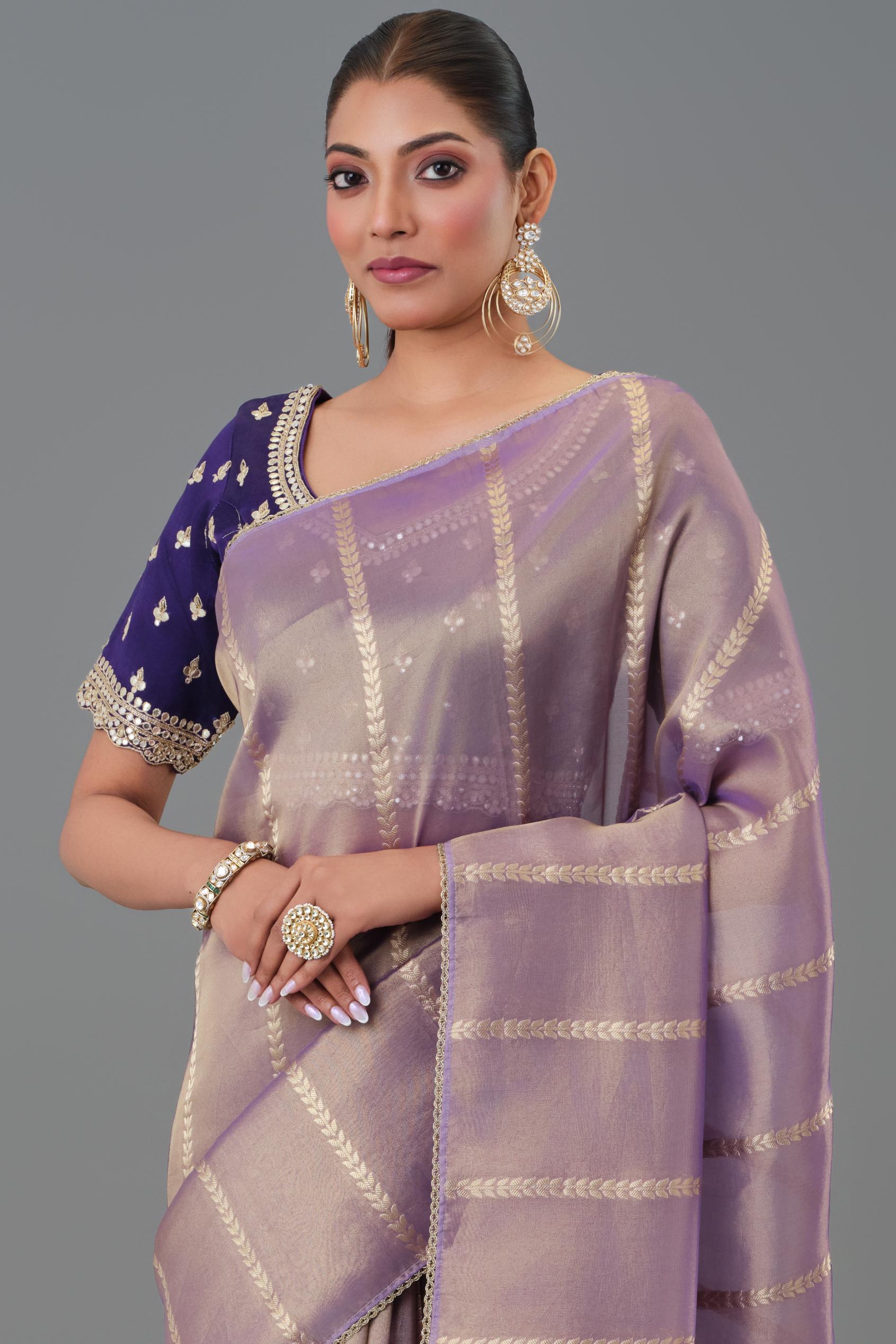 Shimmer Mauve Tissue Silk Saree