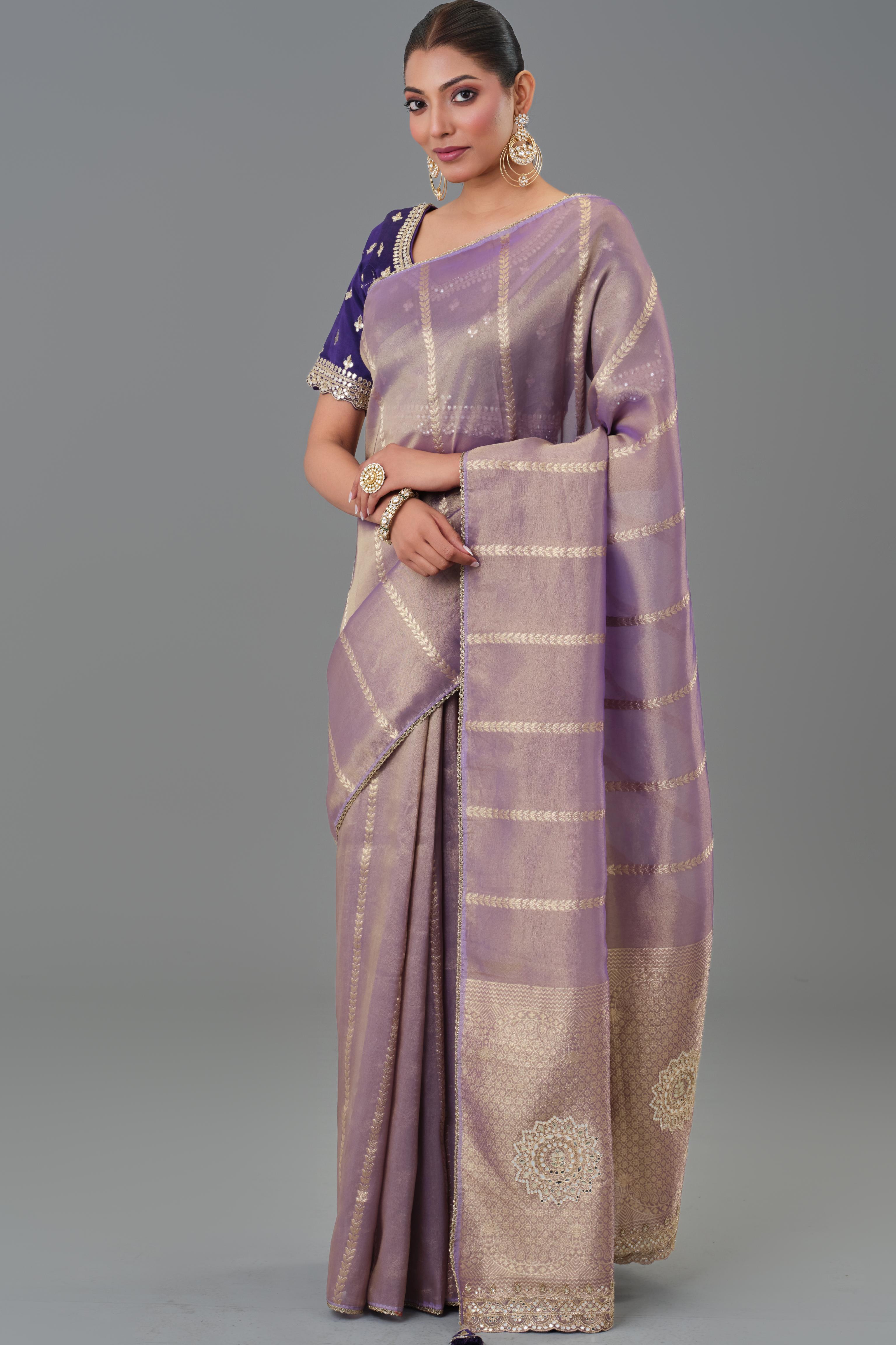 Shimmer Mauve Tissue Silk Saree