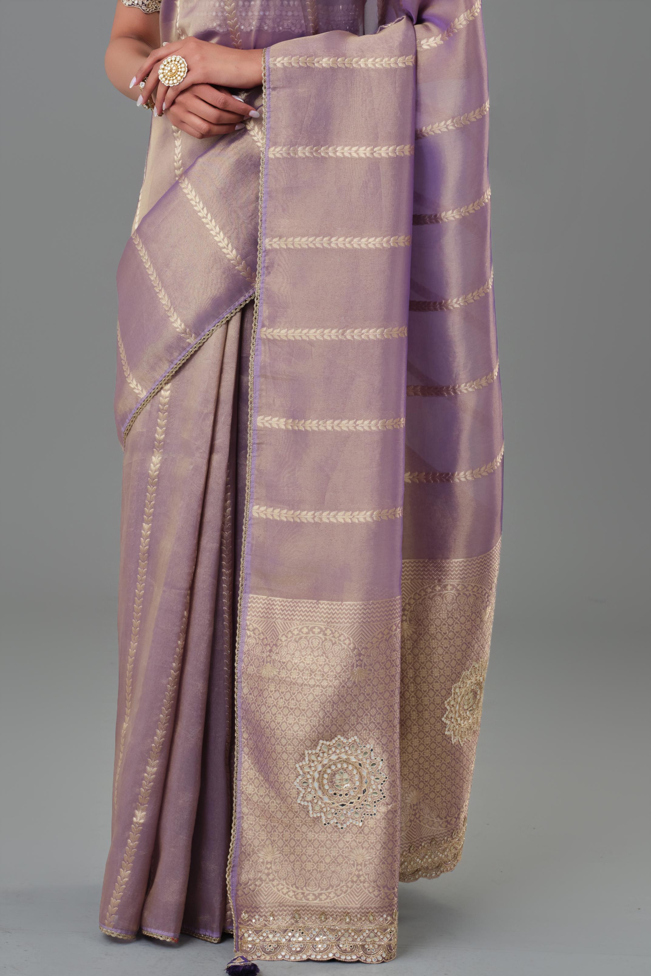Shimmer Mauve Tissue Silk Saree