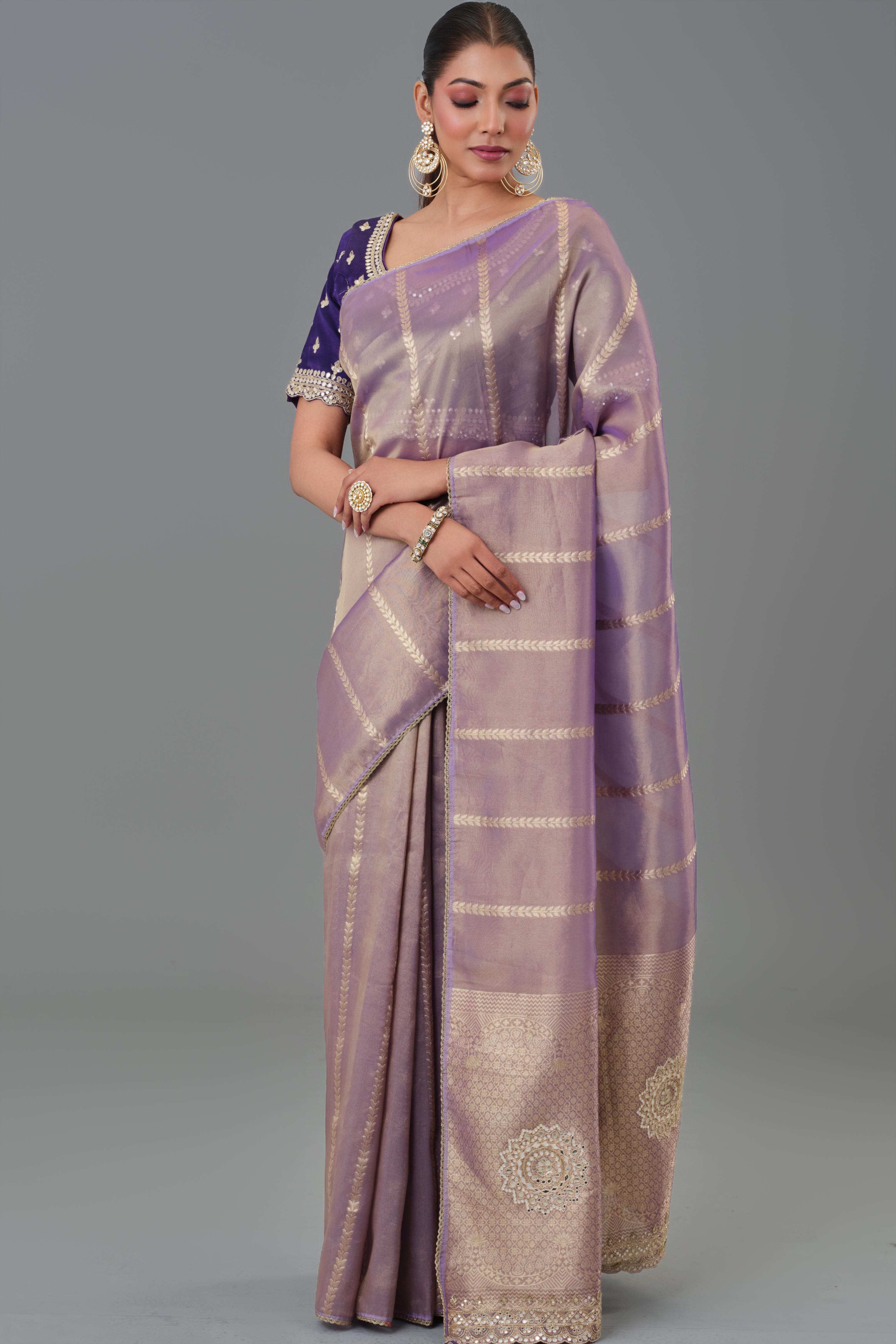 Shimmer Mauve Tissue Silk Saree