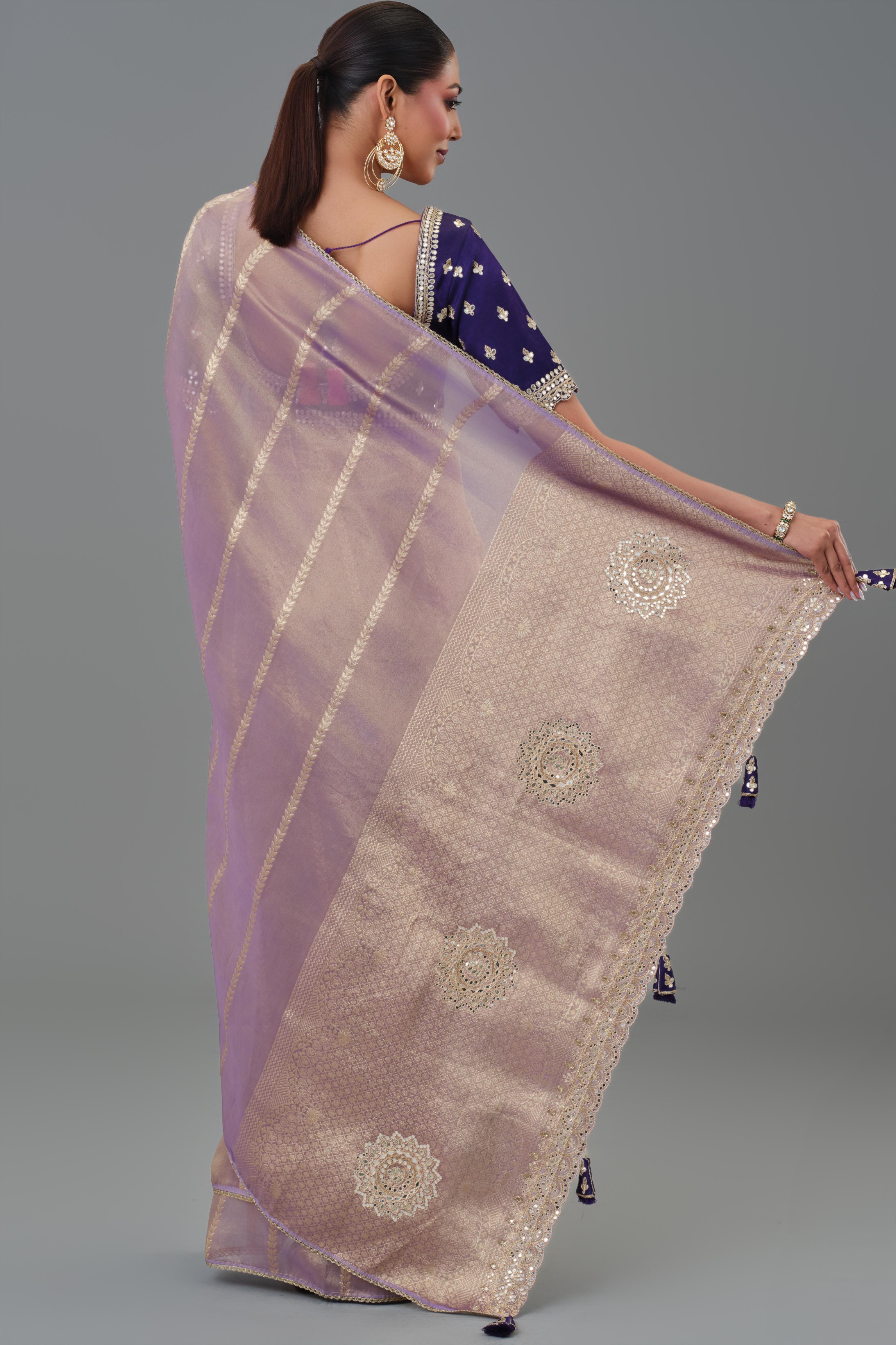Shimmer Mauve Tissue Silk Saree
