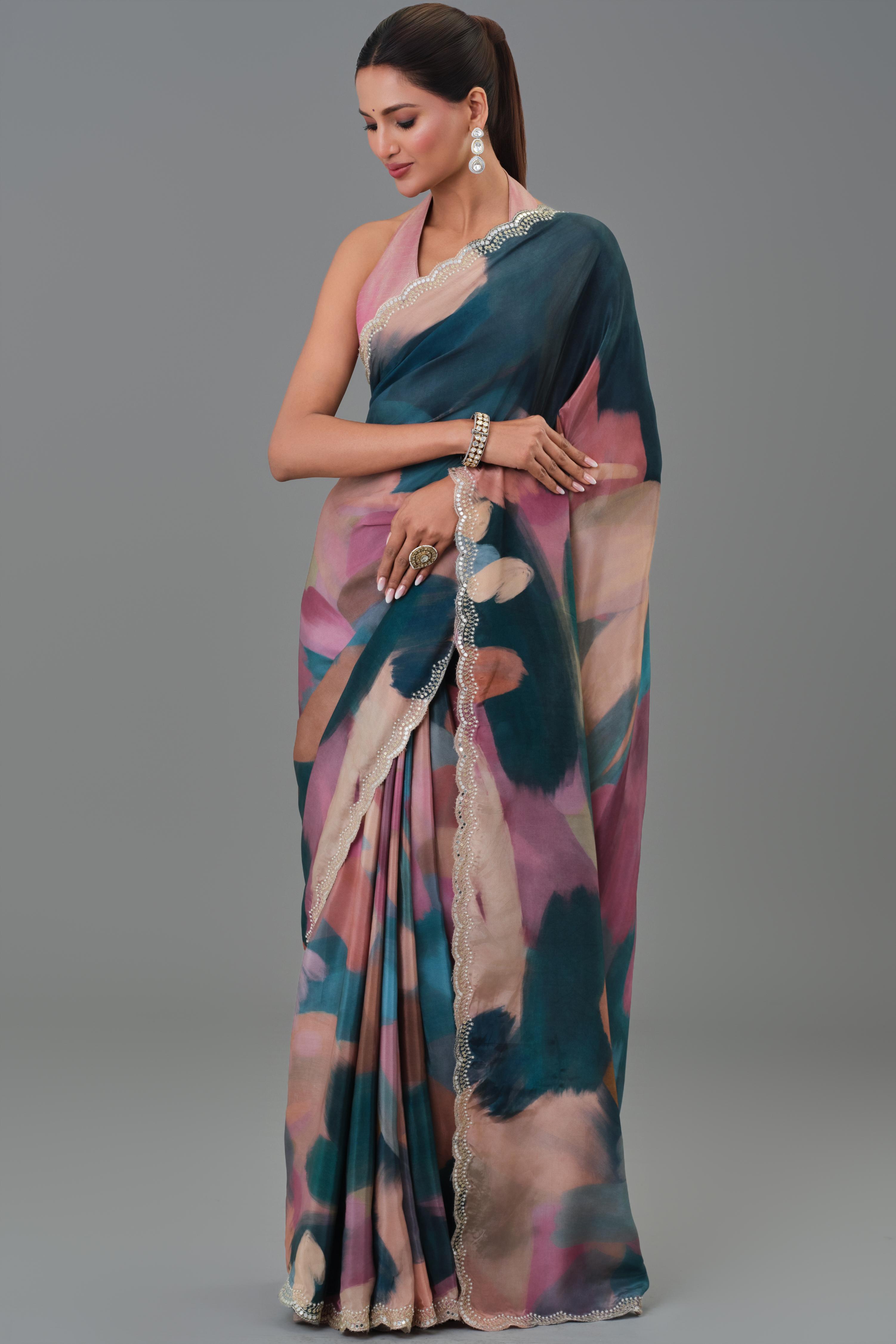 Mayfair Abstract Printed Crepe Silk Saree