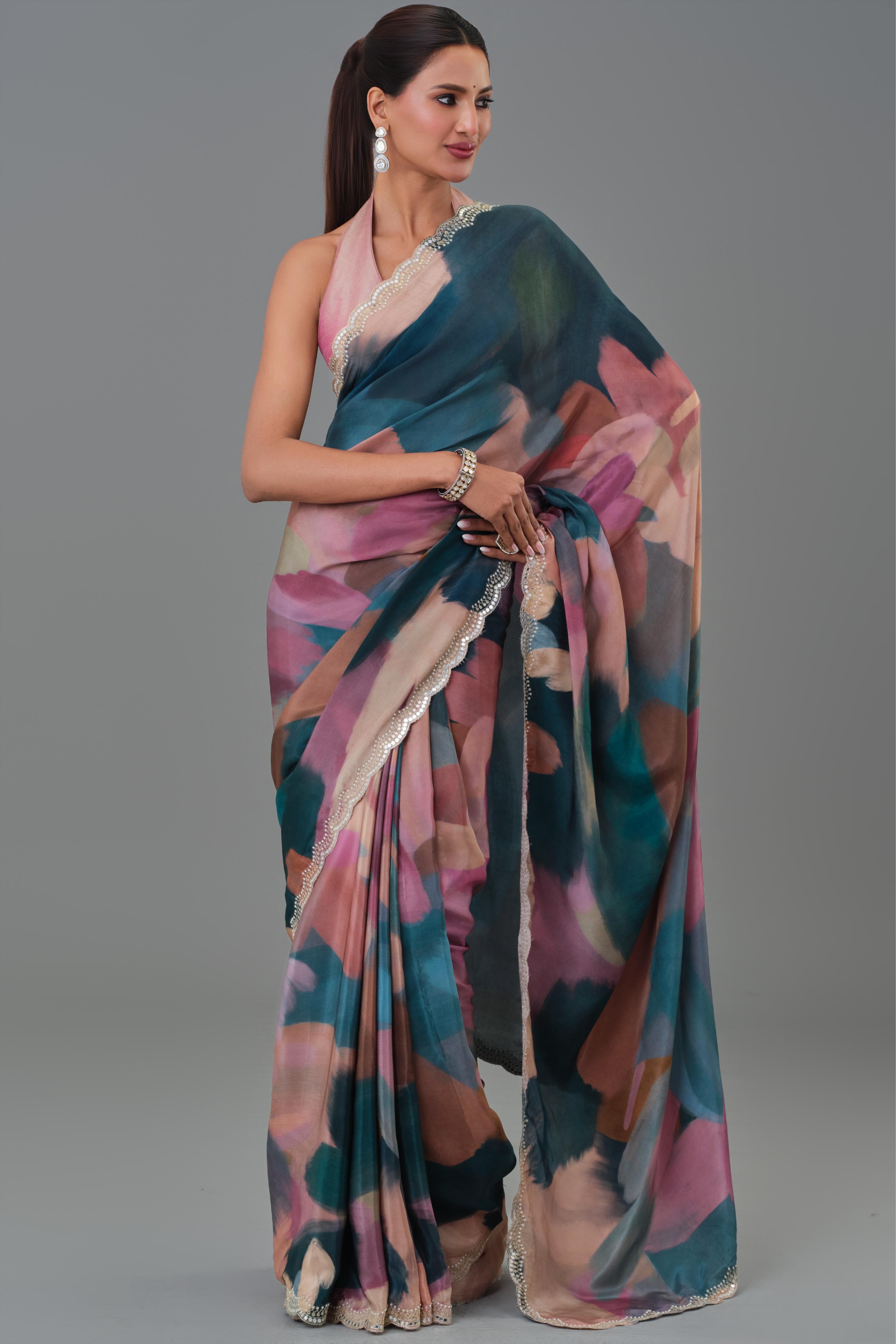Mayfair Abstract Printed Crepe Silk Saree