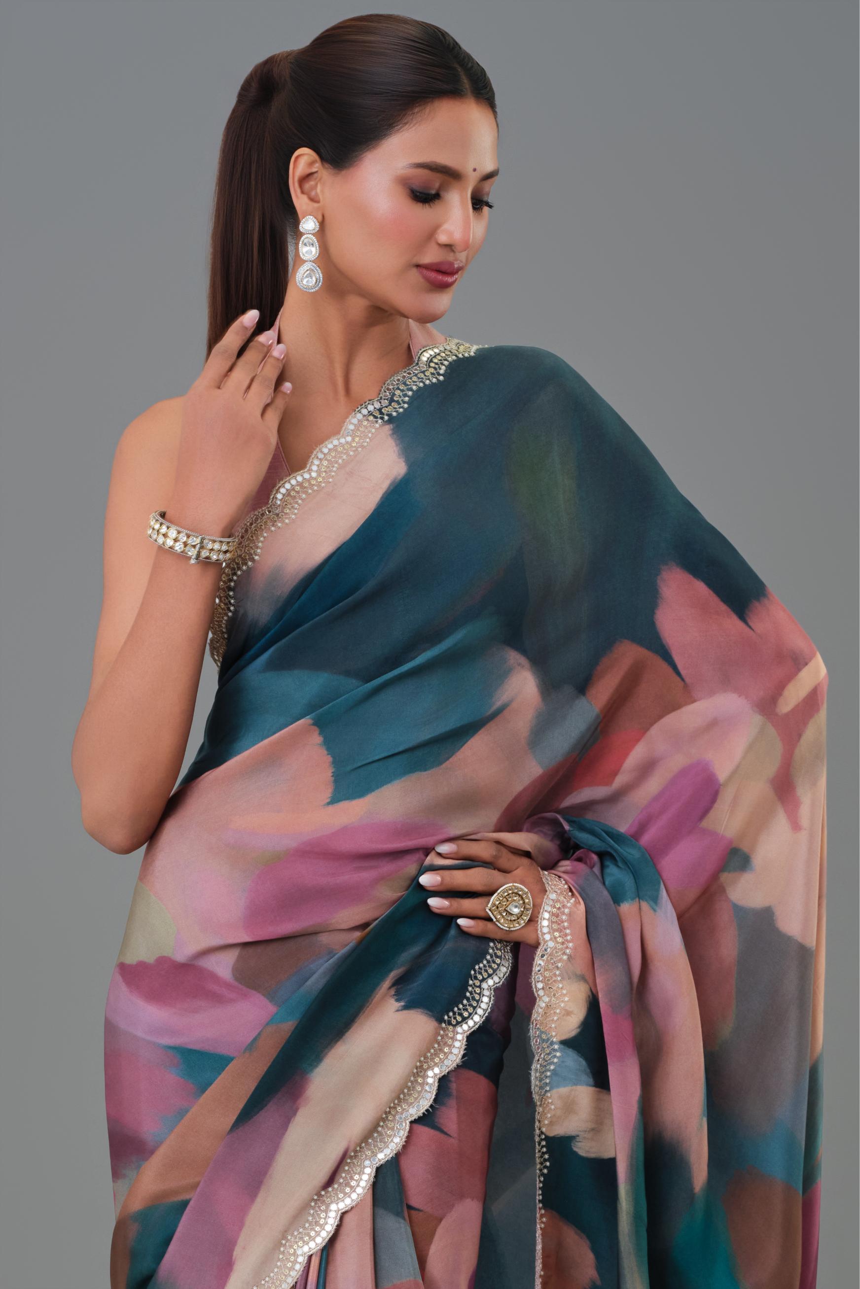 Mayfair Abstract Printed Crepe Silk Saree