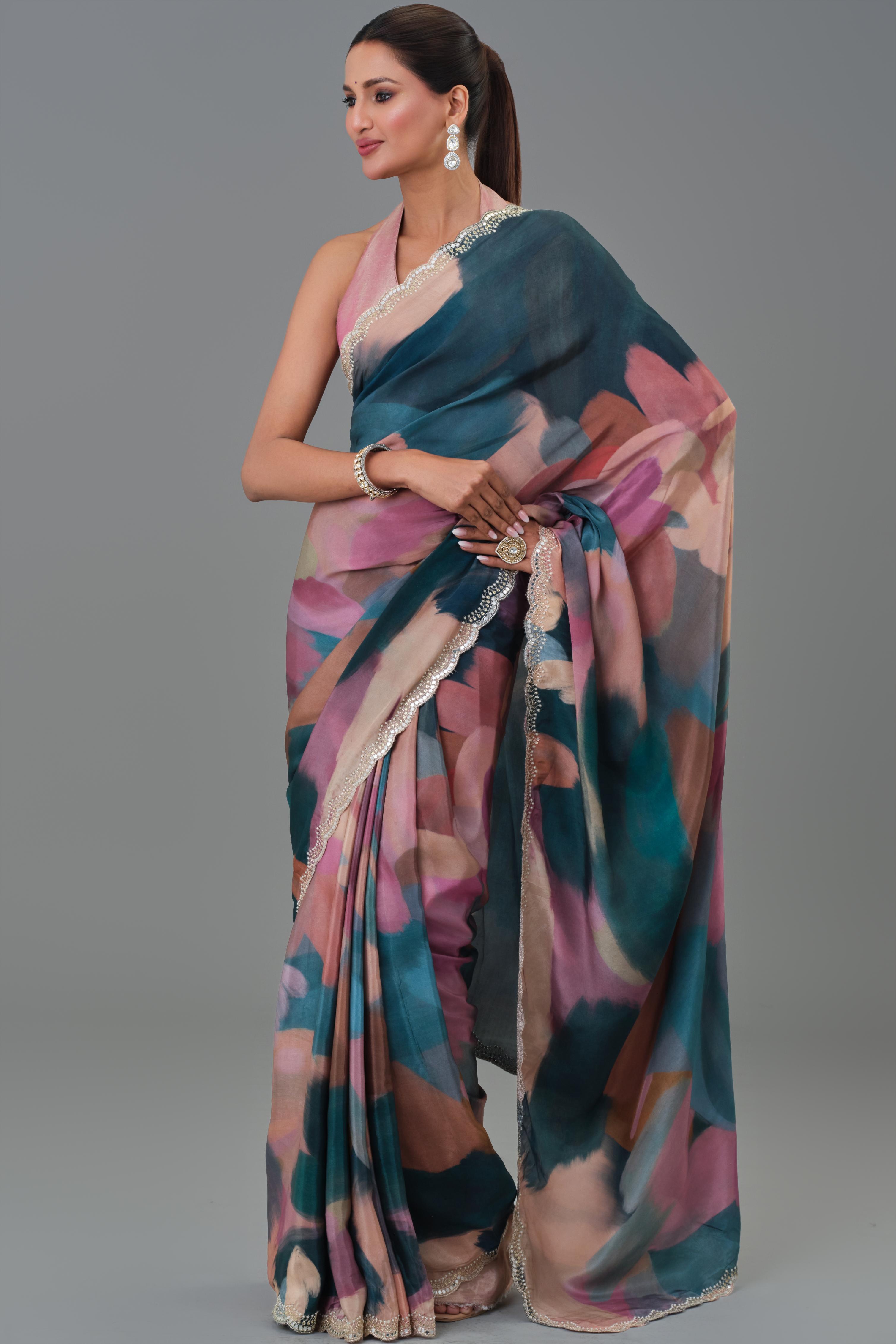 Mayfair Abstract Printed Crepe Silk Saree