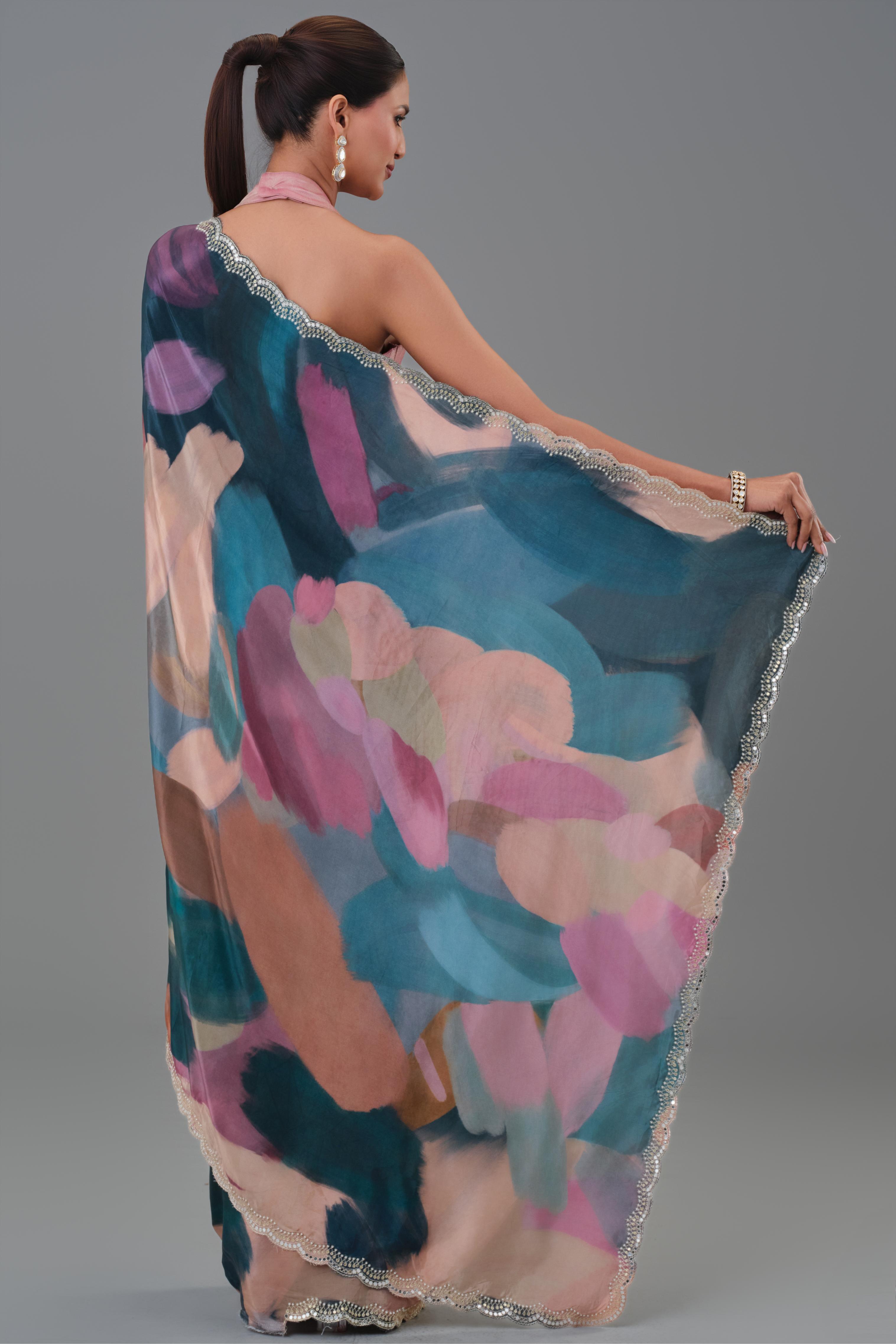 Mayfair Abstract Printed Crepe Silk Saree