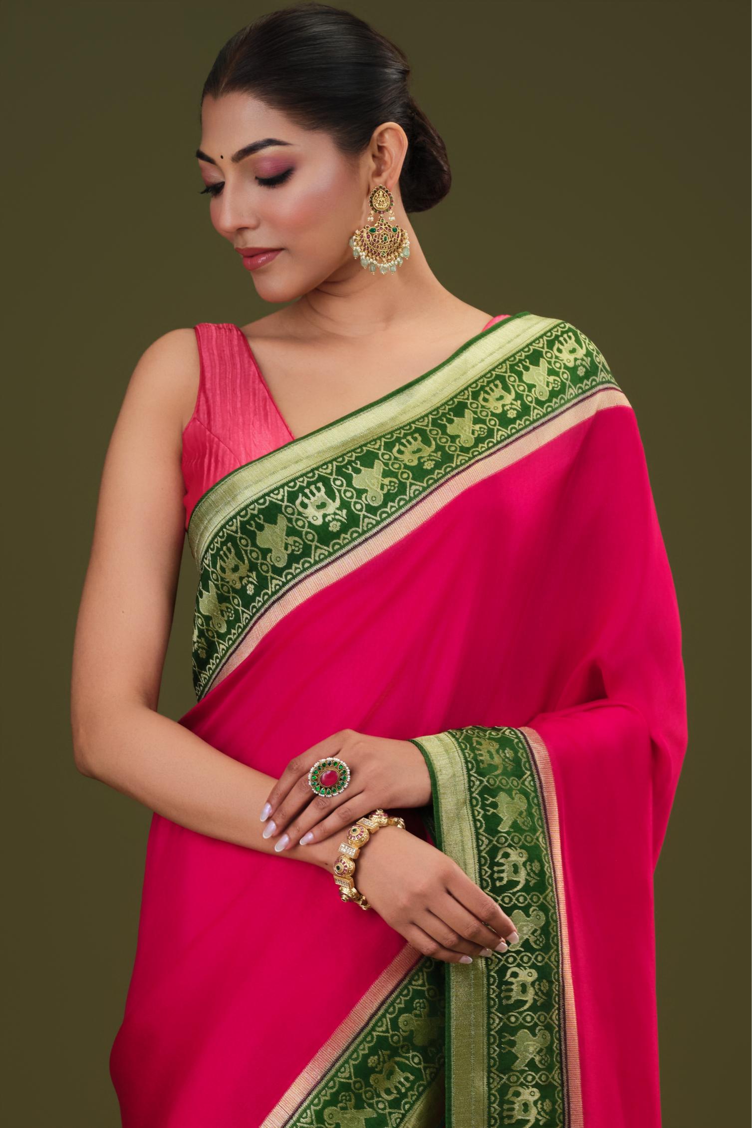 Pink Woven Dola Silk Saree