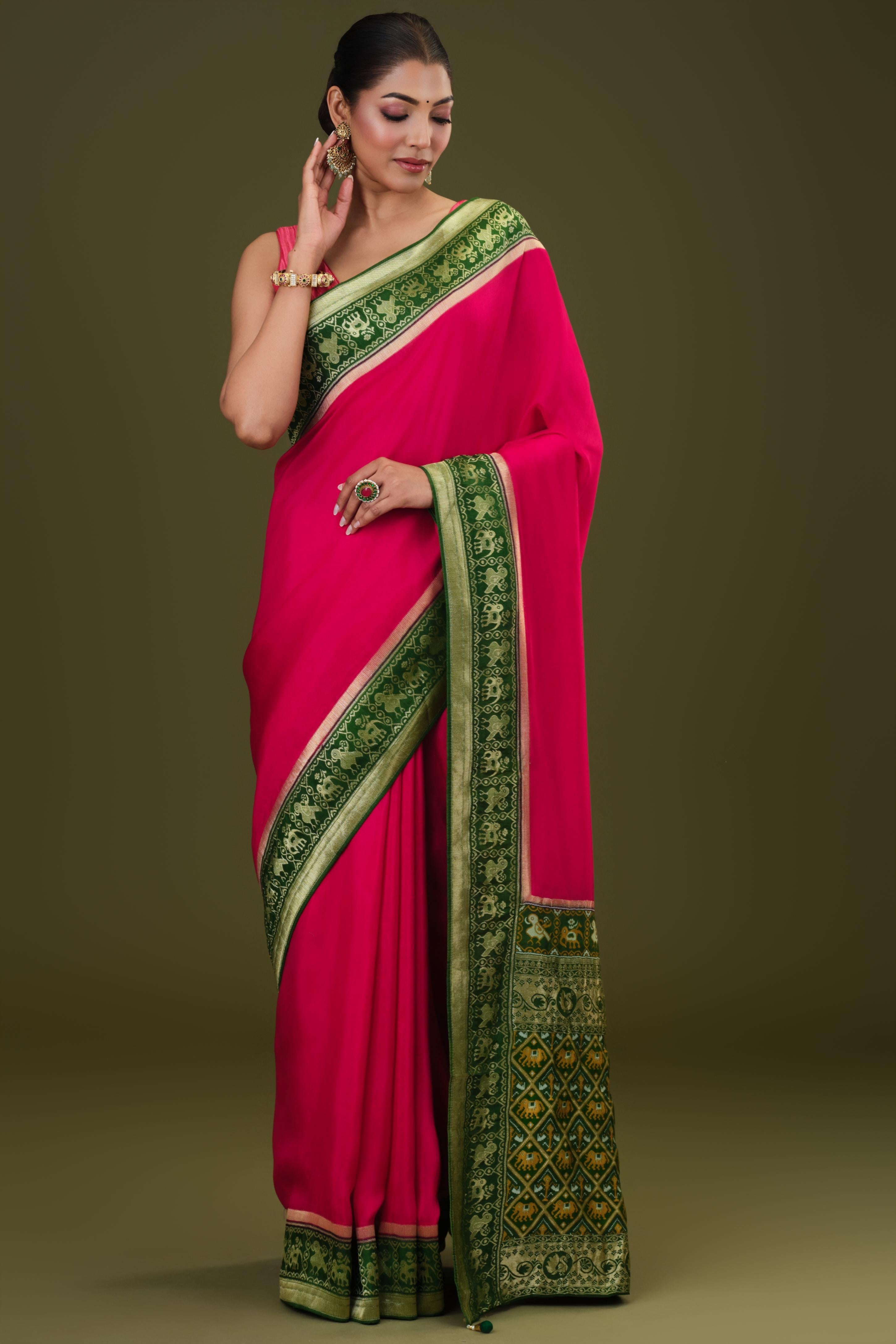Pink Woven Dola Silk Saree