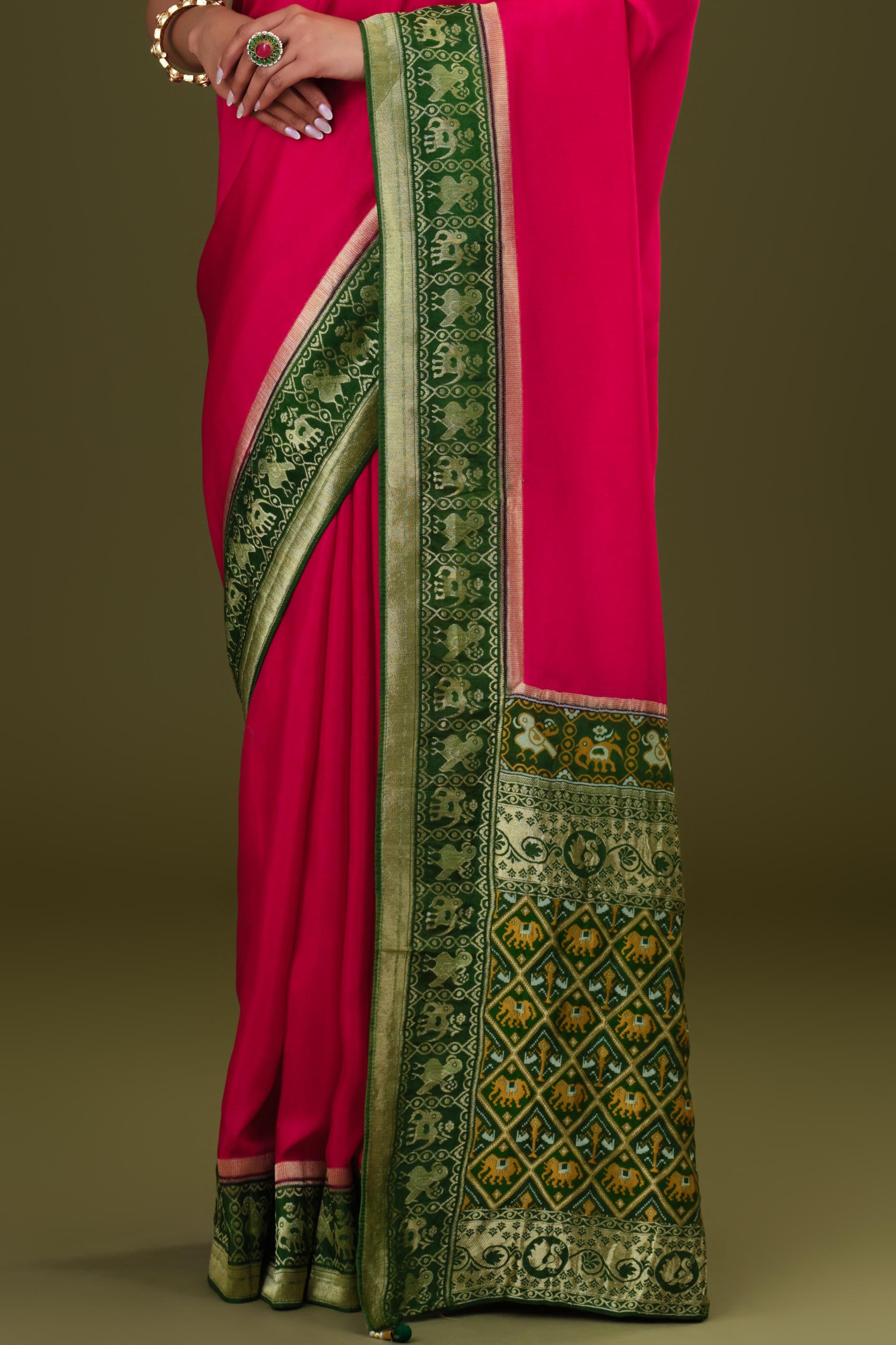 Pink Woven Dola Silk Saree