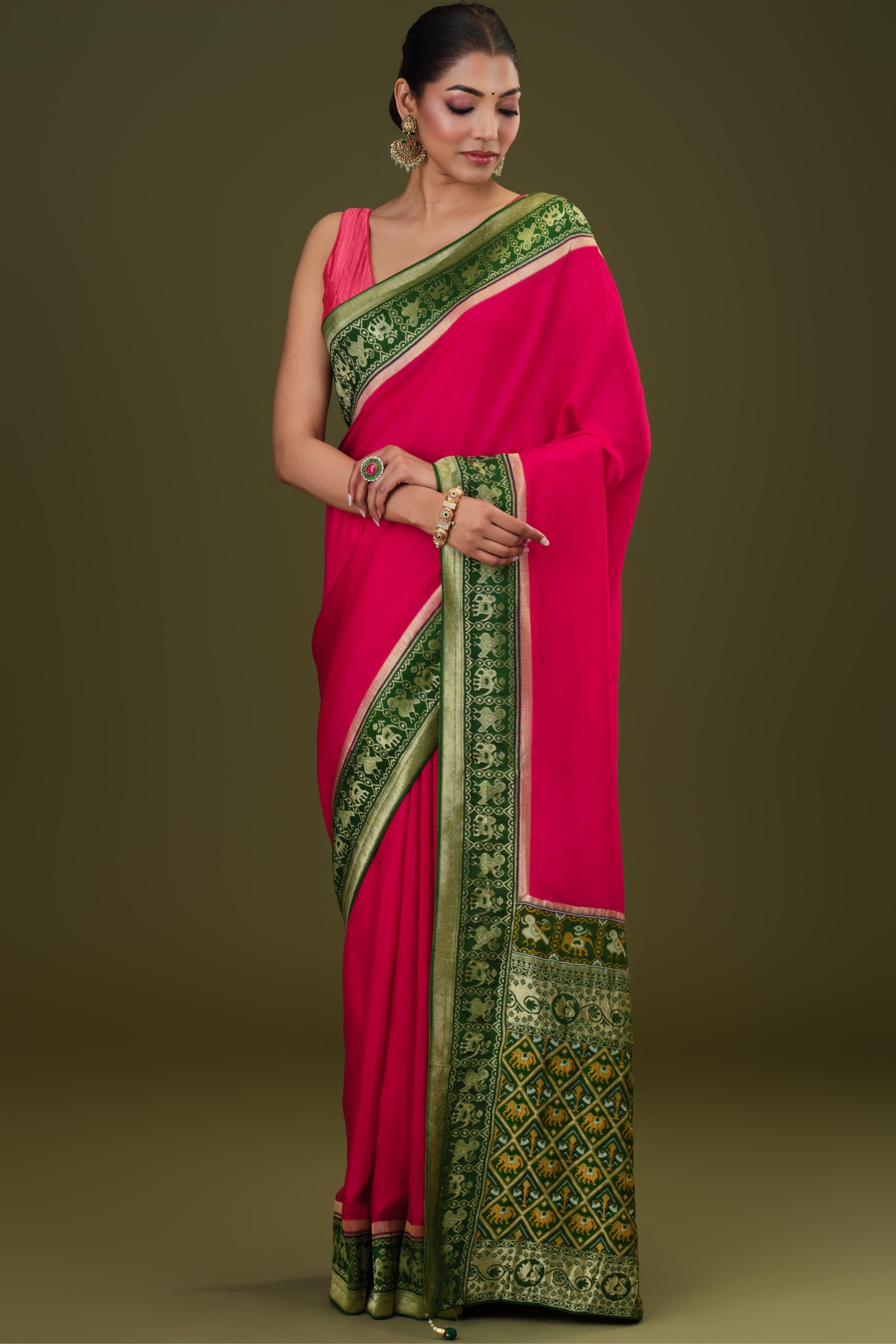 Pink Woven Dola Silk Saree