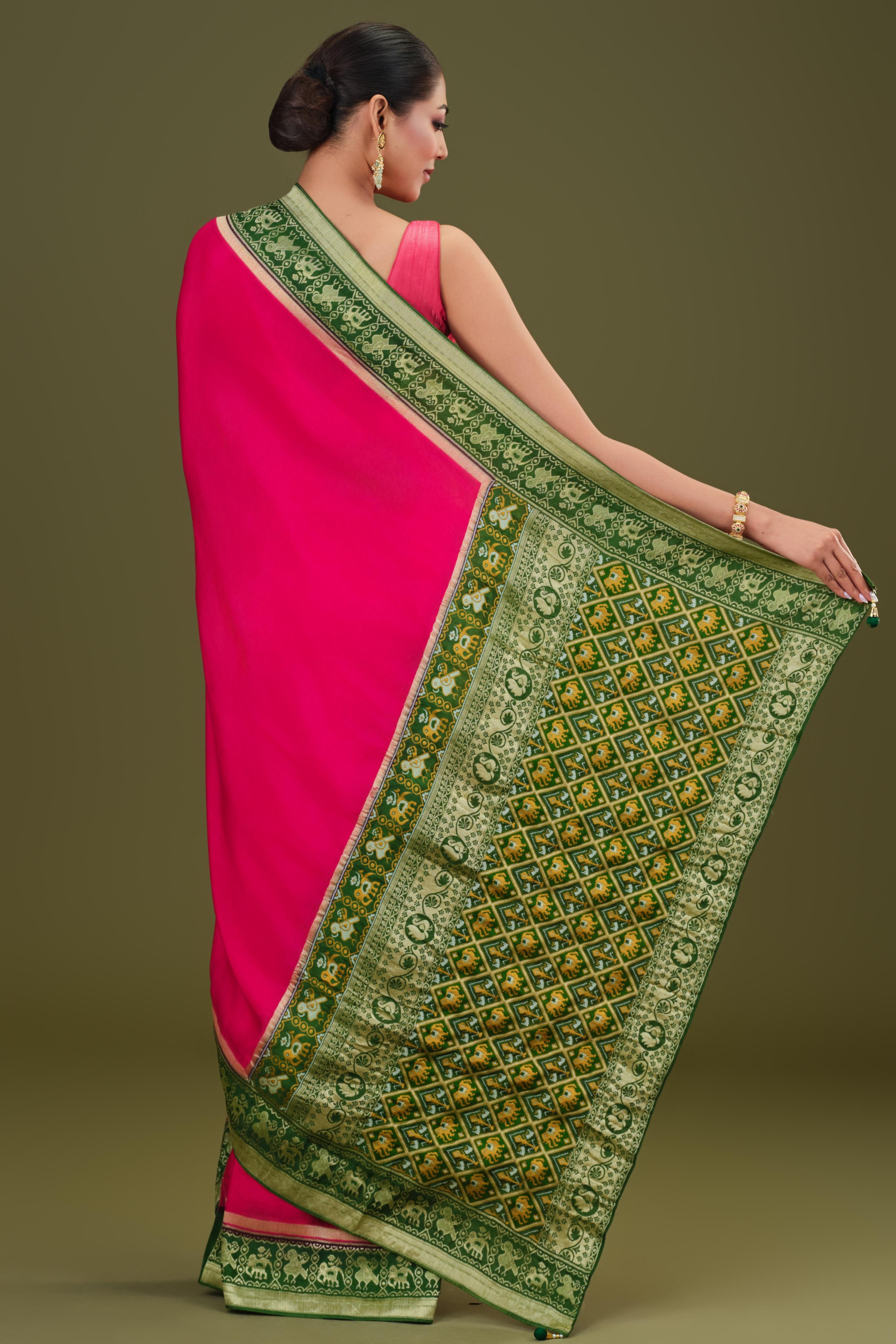 Pink Woven Dola Silk Saree