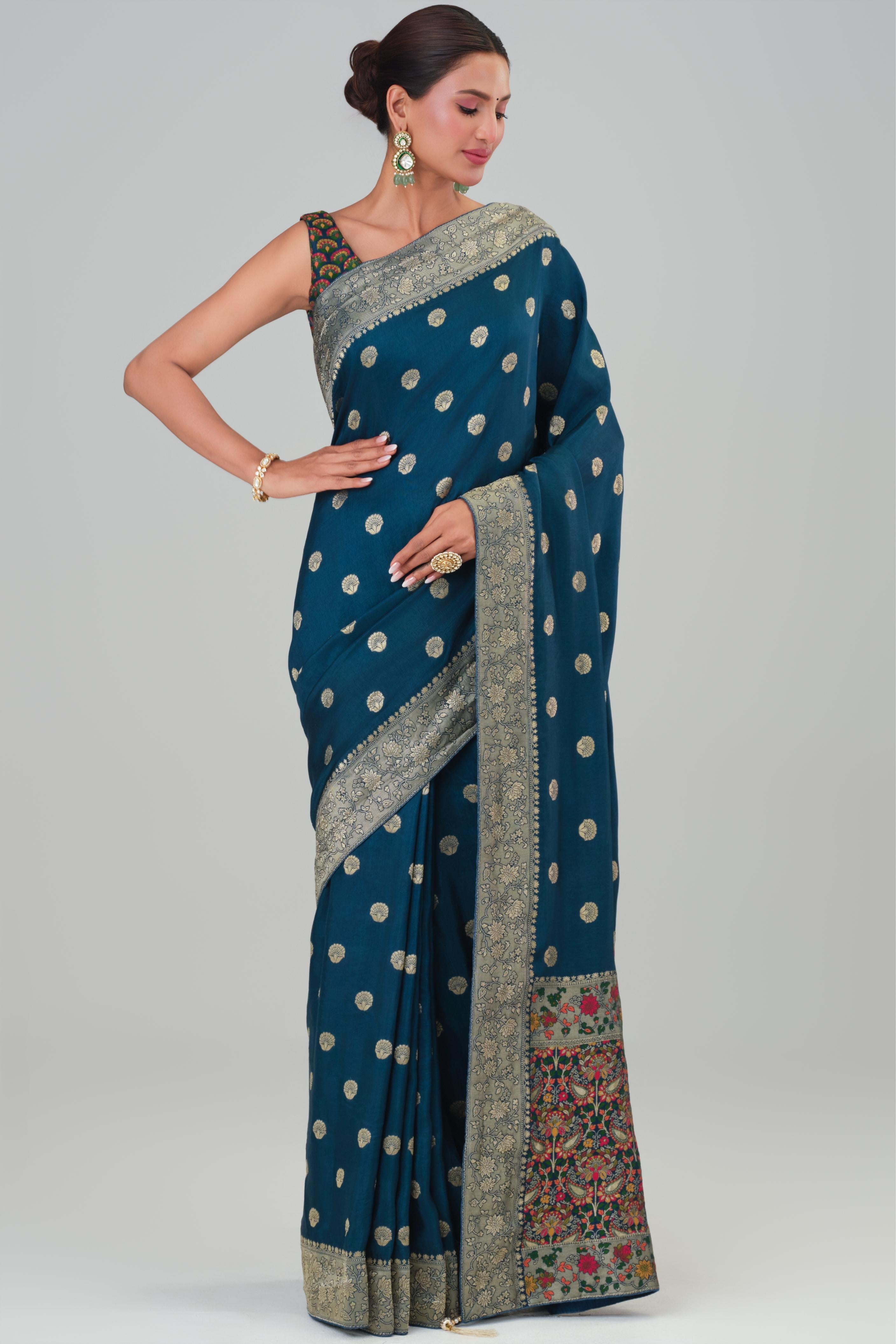 Blue Woven Work Dola Silk Saree