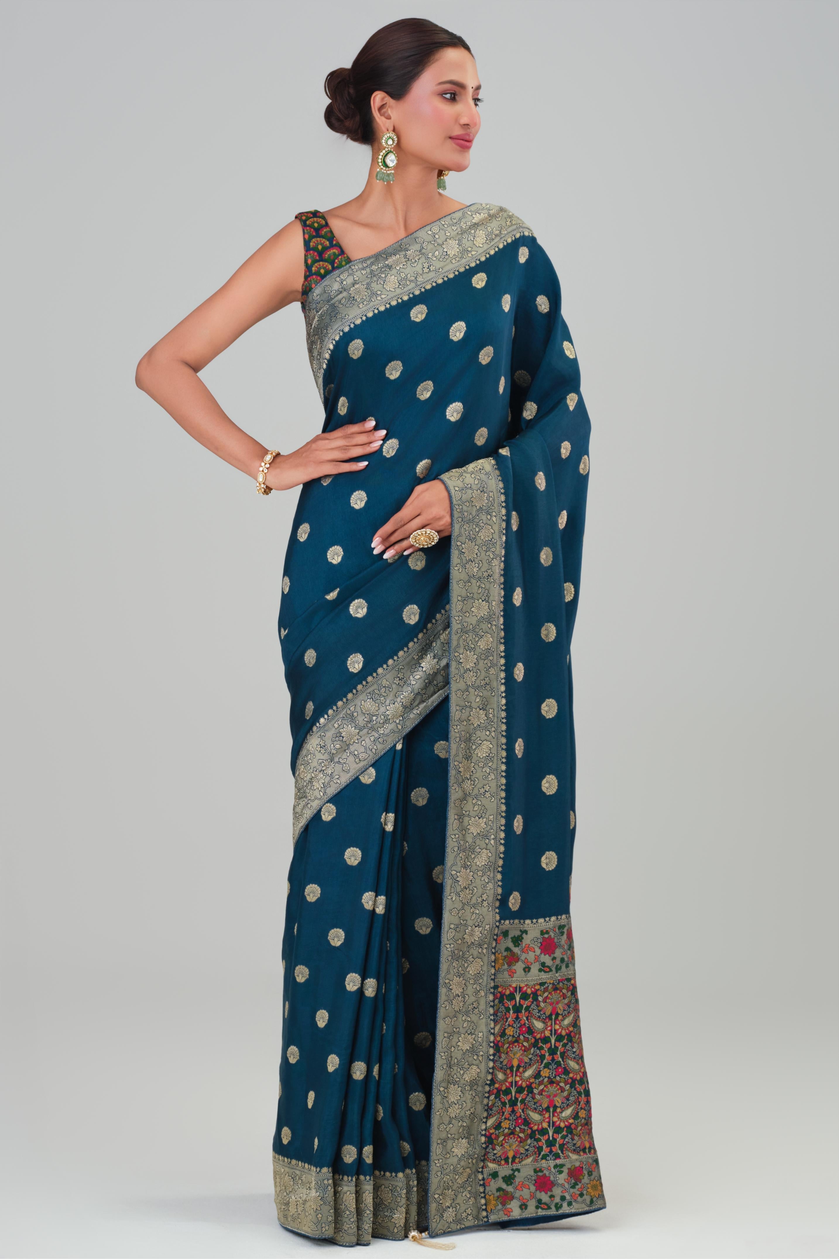 Blue Woven Work Dola Silk Saree